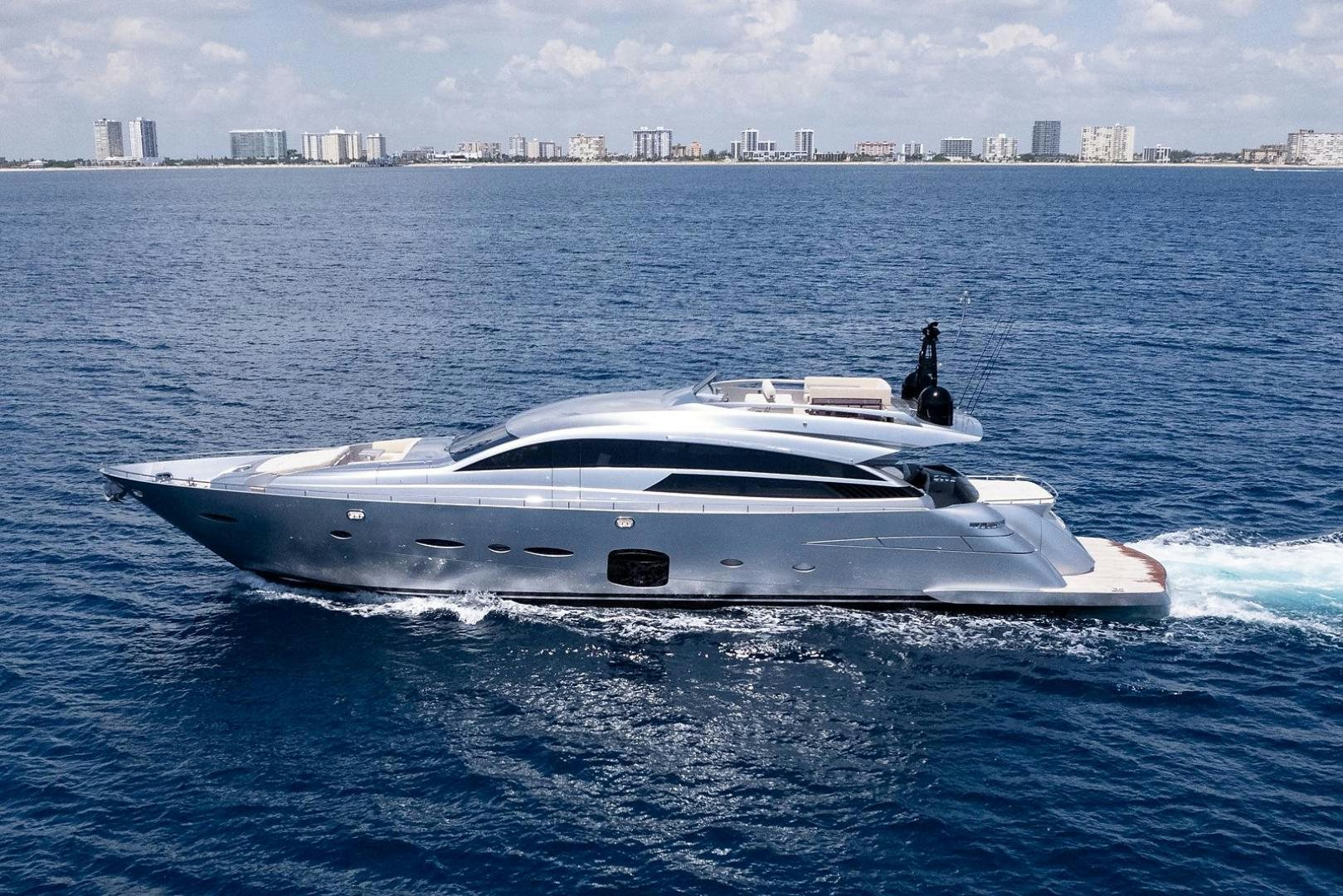a white yacht in the water aboard IMAGINE Yacht for Sale