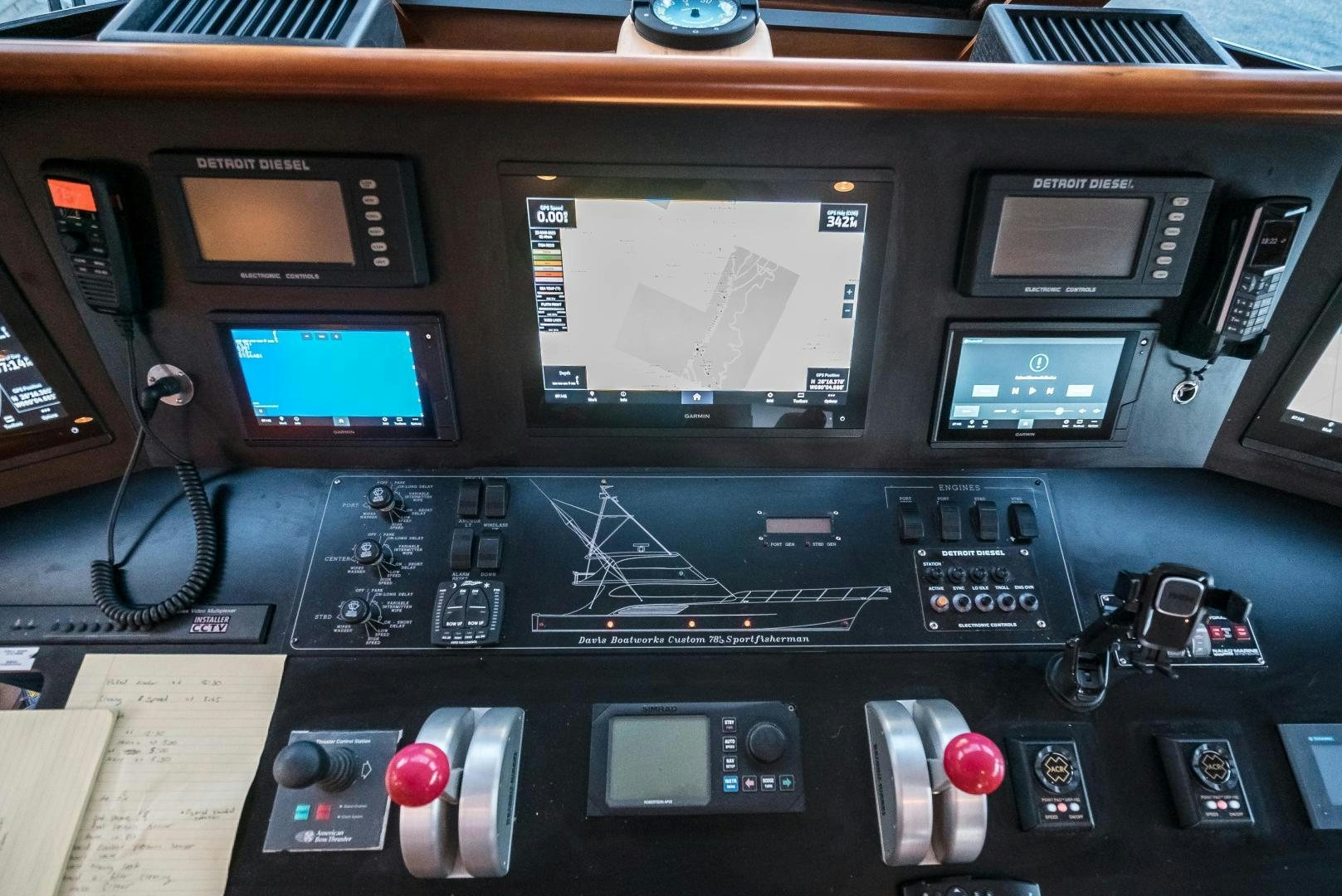 a console with a screen and buttons aboard CAPITAN MORGAN  Yacht for Sale