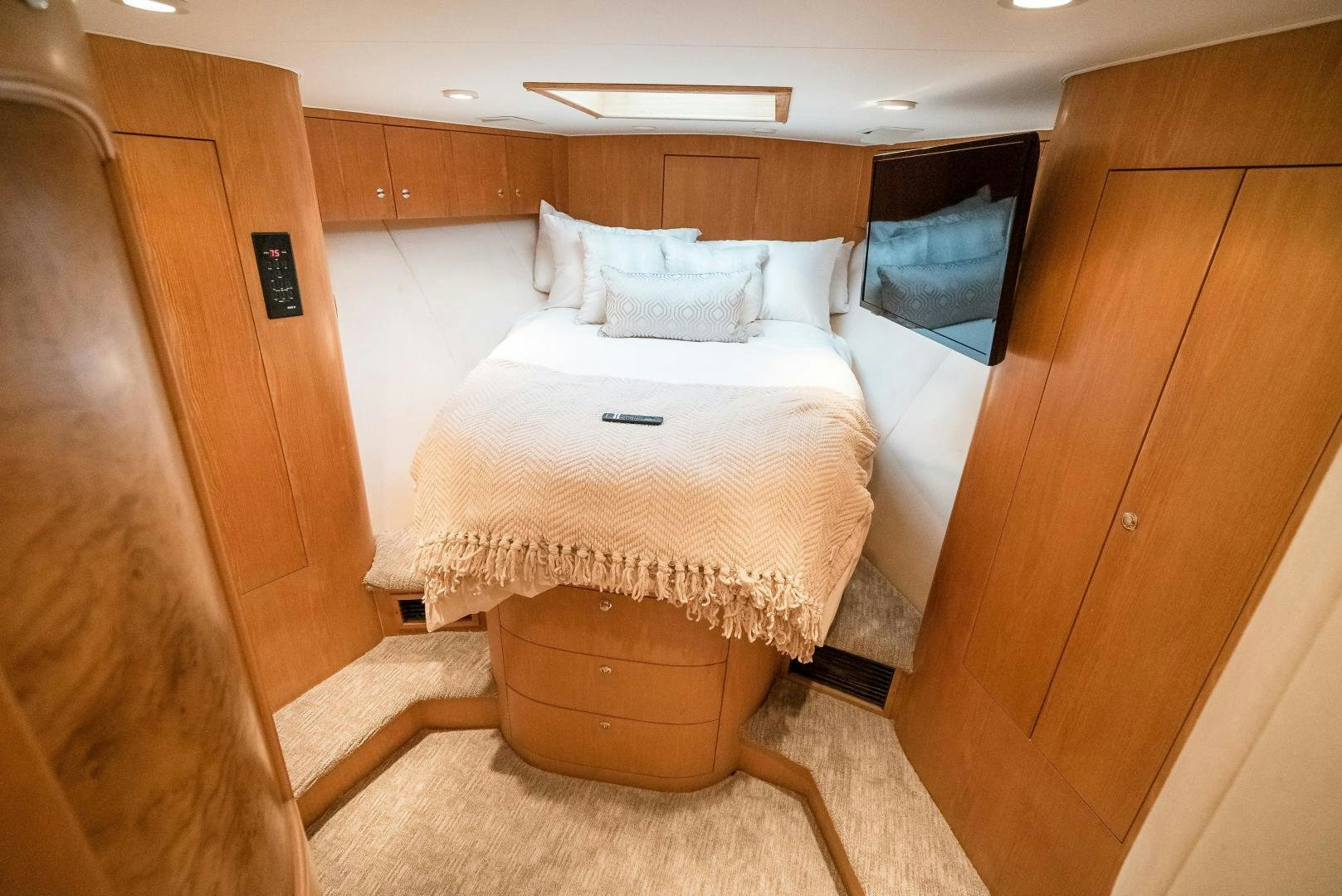 a bed in a room aboard CAPITAN MORGAN  Yacht for Sale
