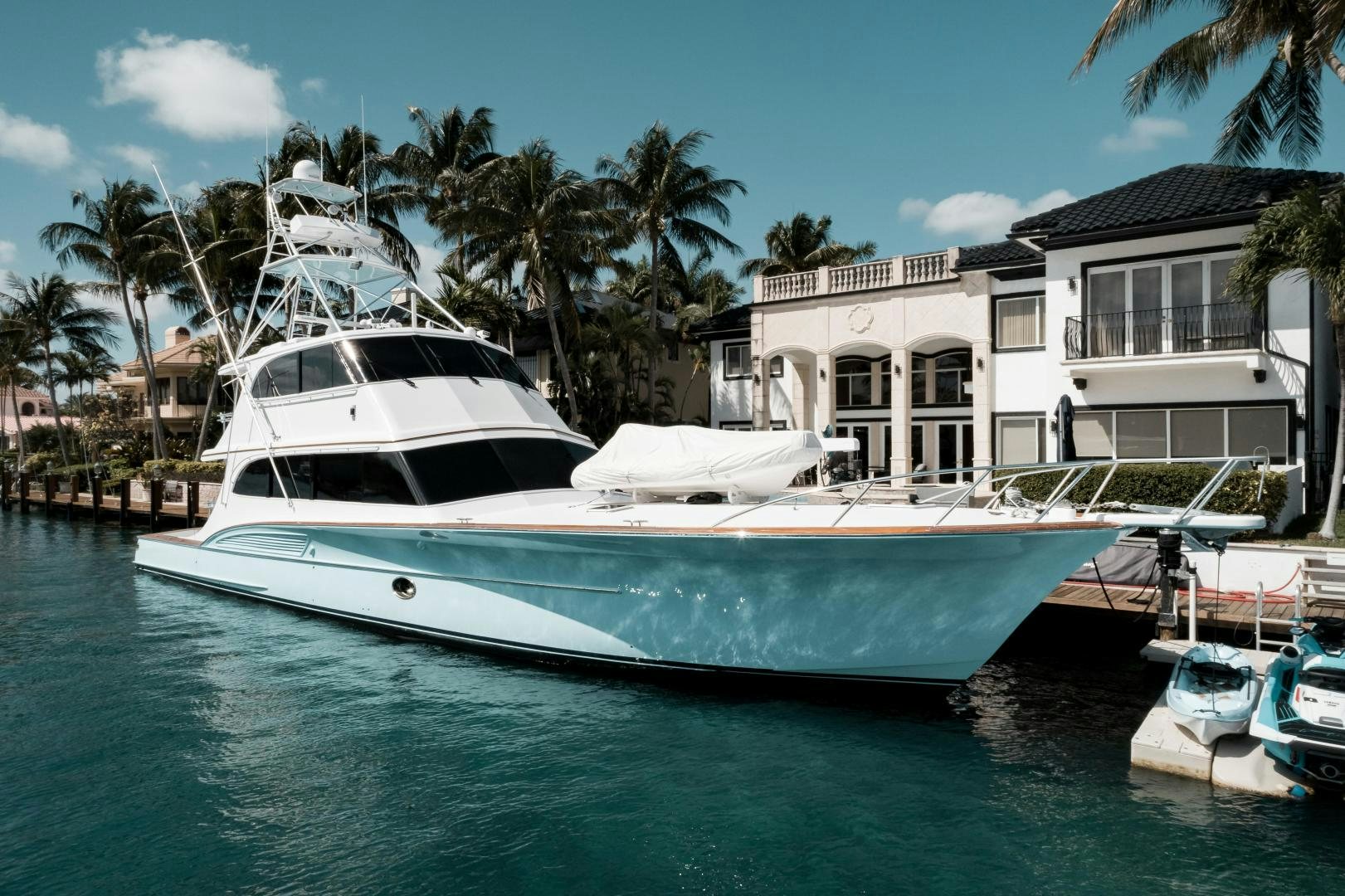 a boat docked at a pier aboard CAPITAN MORGAN  Yacht for Sale