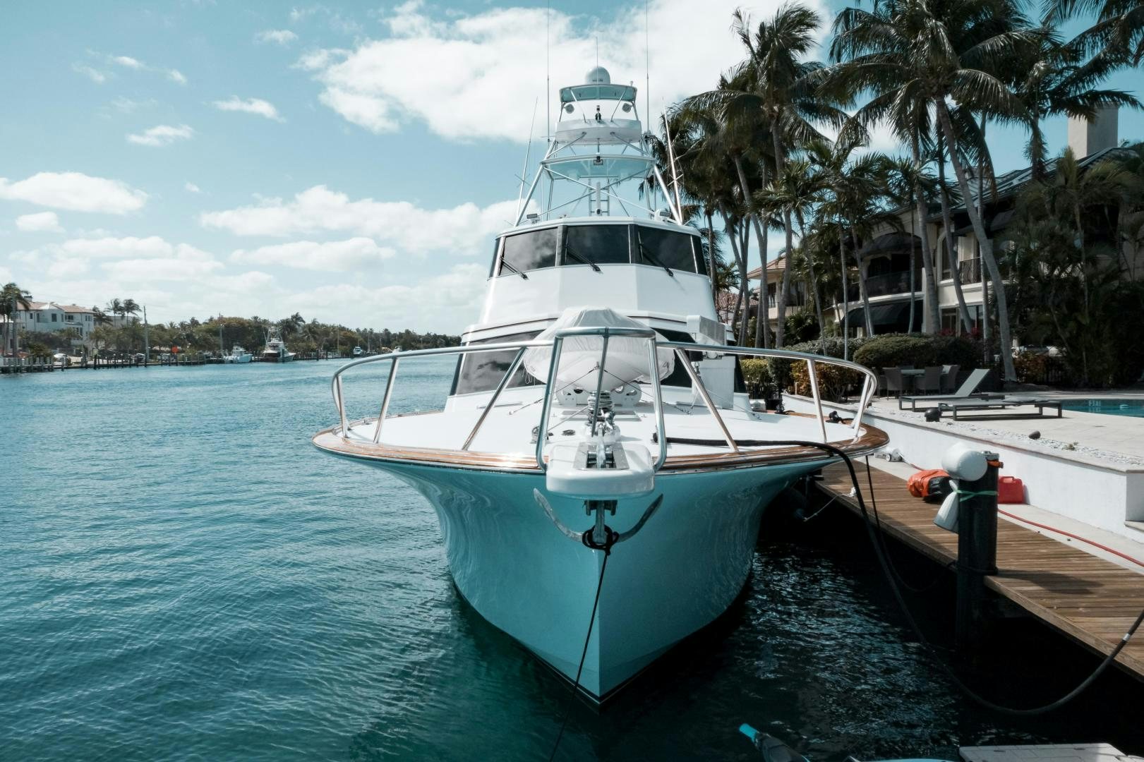 a boat docked at a pier aboard CAPITAN MORGAN  Yacht for Sale