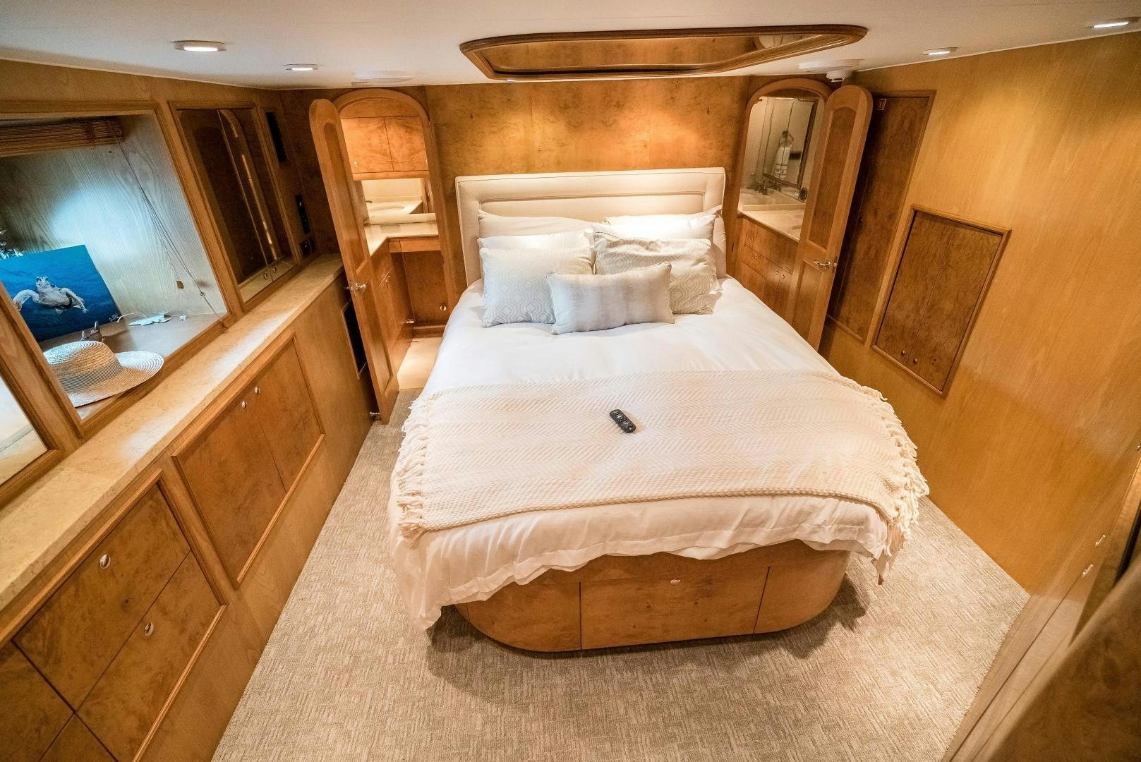 a bed in a room aboard CAPITAN MORGAN  Yacht for Sale