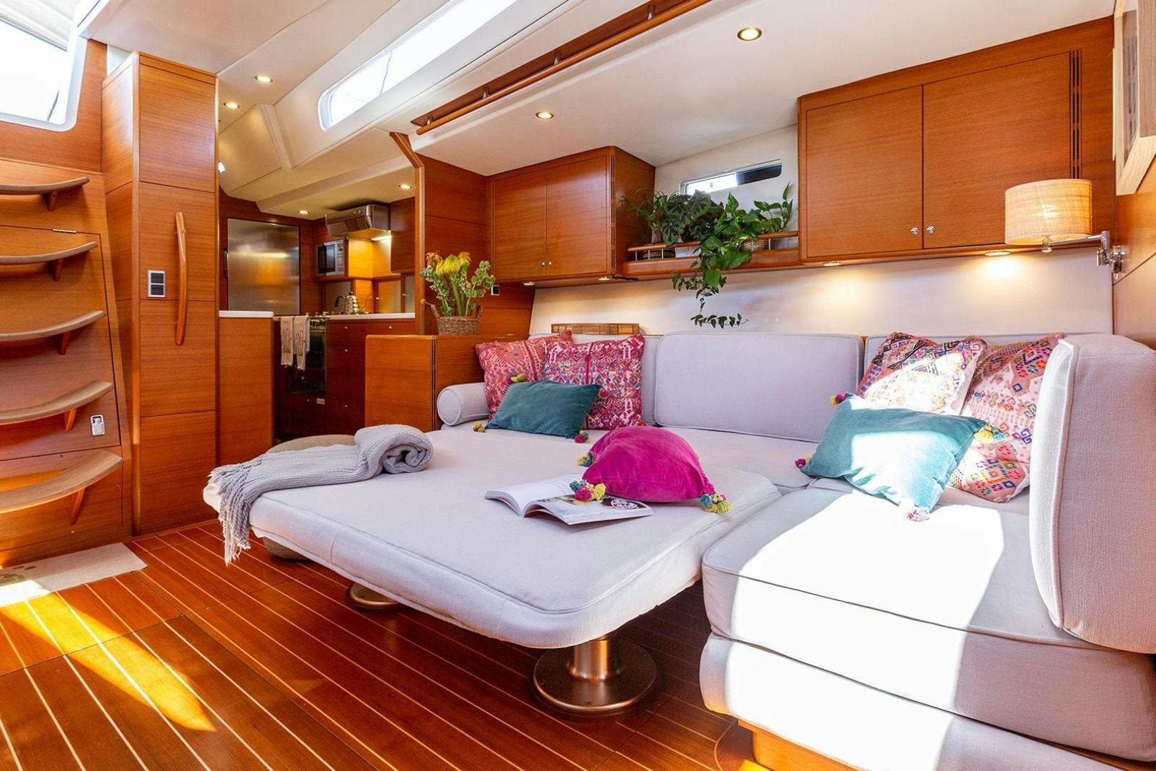 a room with a bed and a shelf aboard FRIDA Yacht for Sale