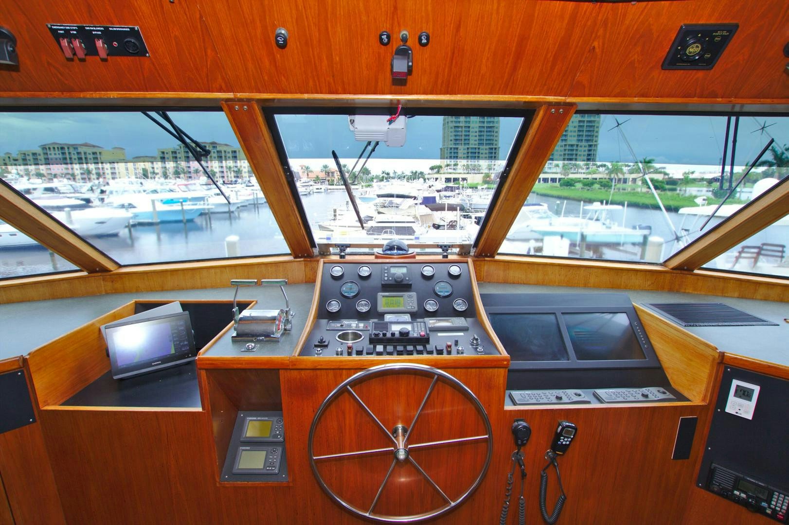 a control panel on a boat aboard PENDANA Yacht for Sale