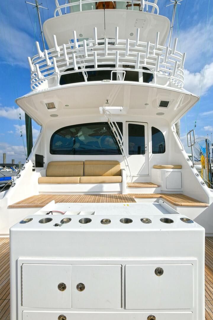 a white boat on a trailer aboard ON THE EDGE Yacht for Sale