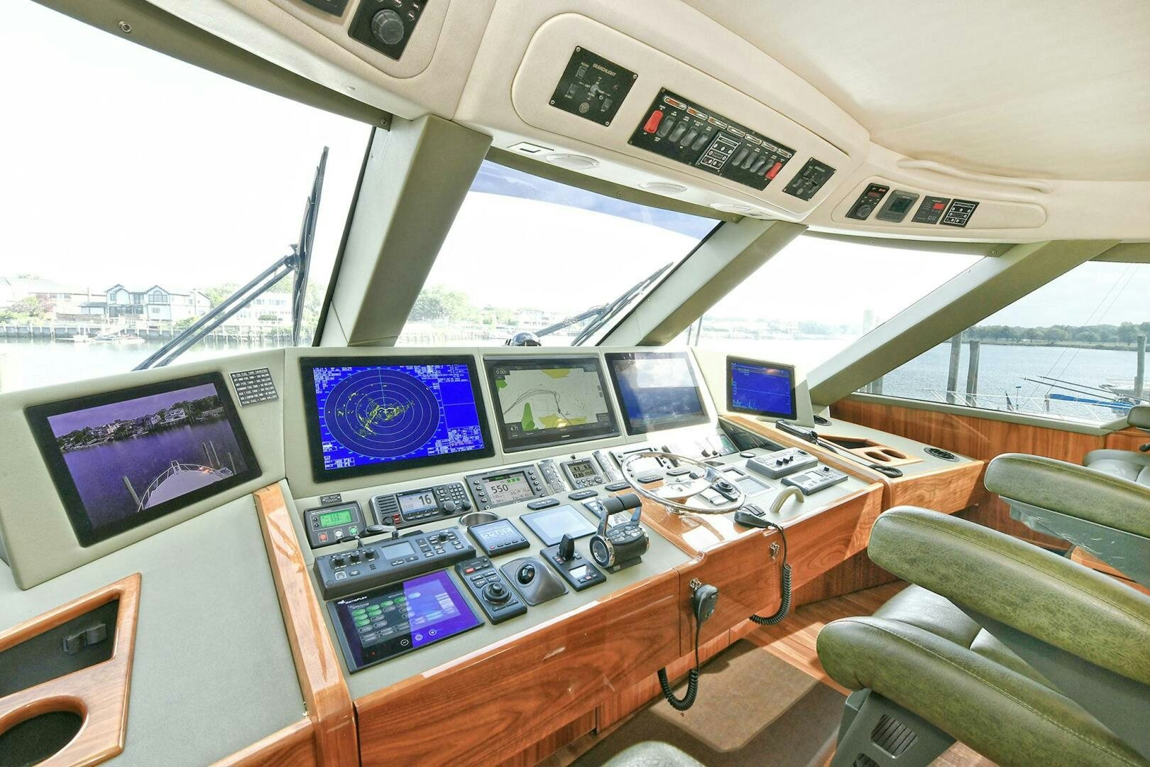 inside of a vehicle with many monitors and screens aboard ON THE EDGE Yacht for Sale