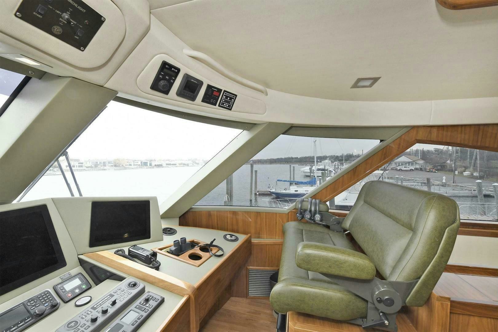 a room with a desk and computer aboard ON THE EDGE Yacht for Sale