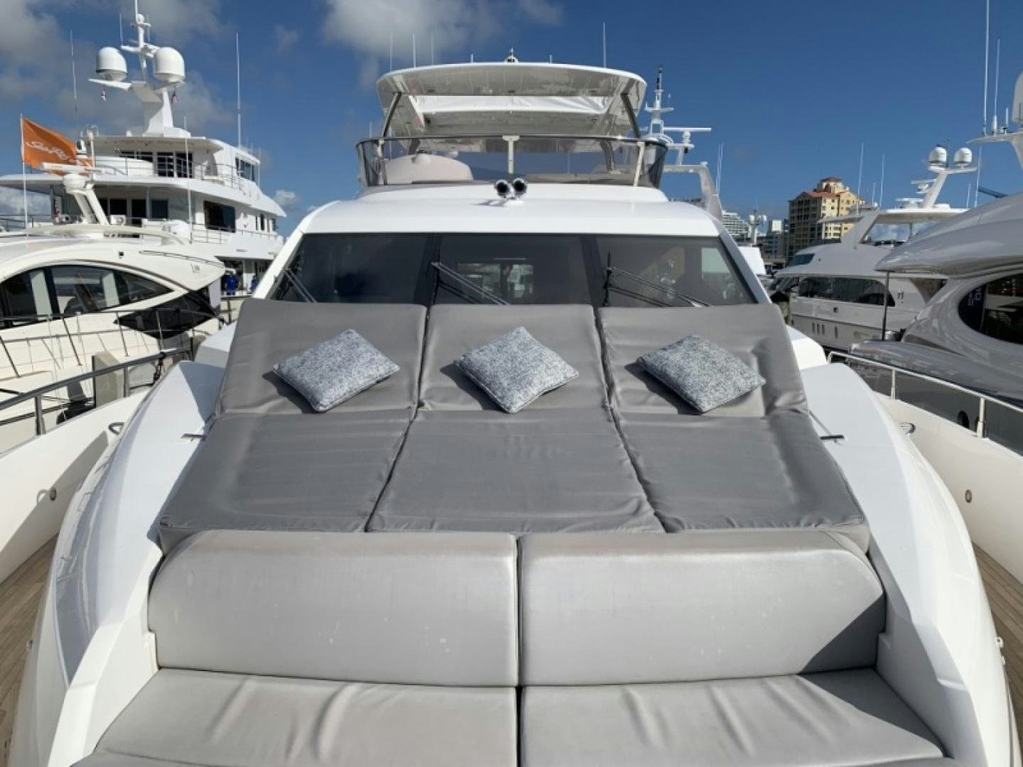 a white boat with a large white boat on it aboard NBLUE Yacht for Sale