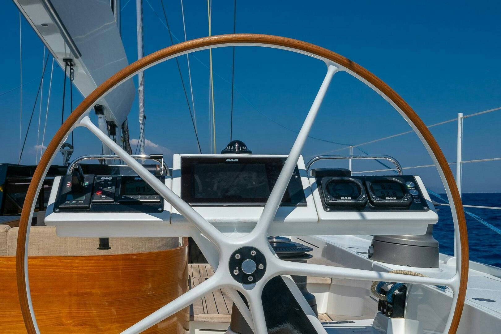 a boat with a large white sail aboard BLISS II Yacht for Sale