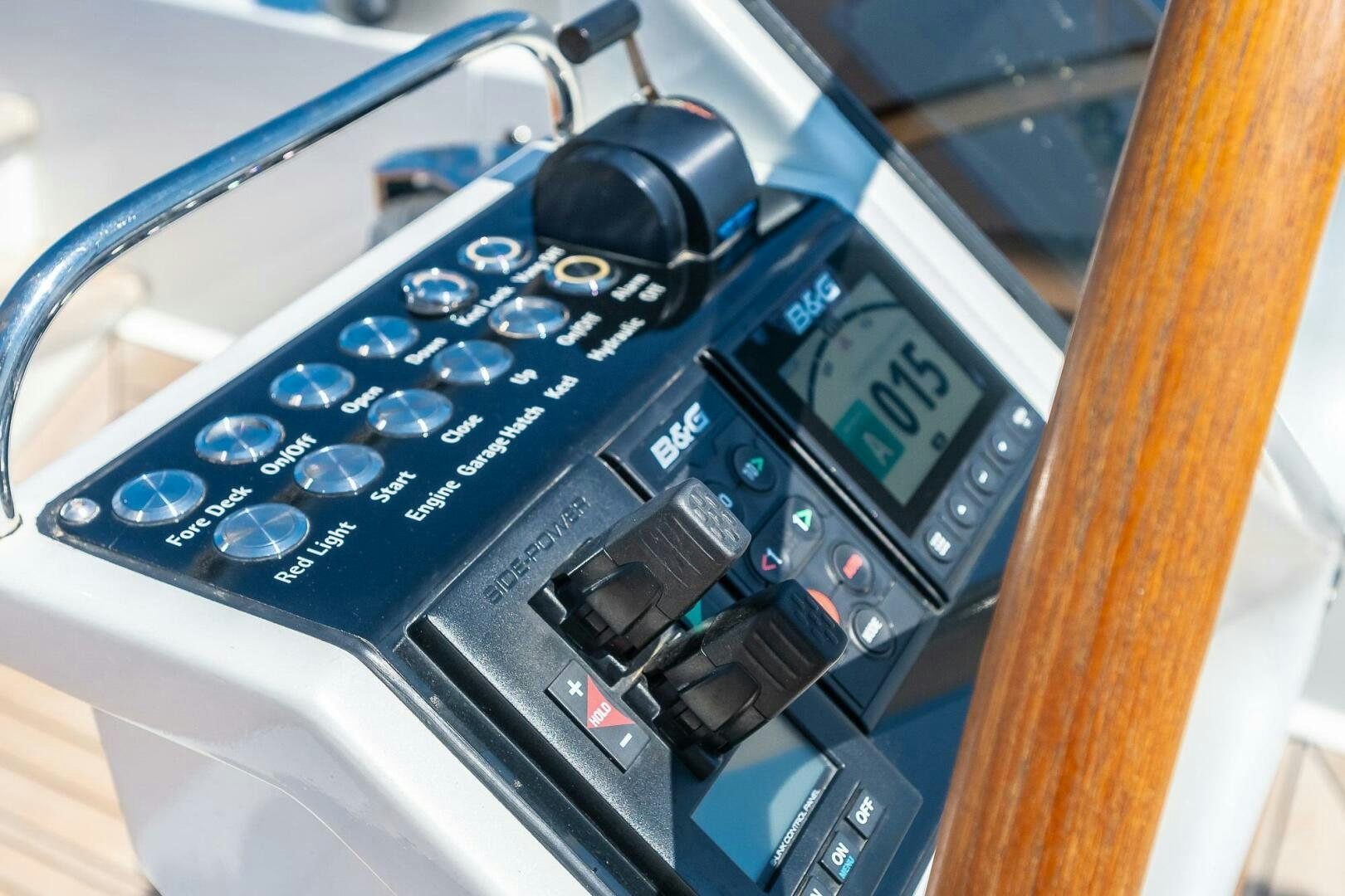 a close-up of a control panel aboard BLISS II Yacht for Sale