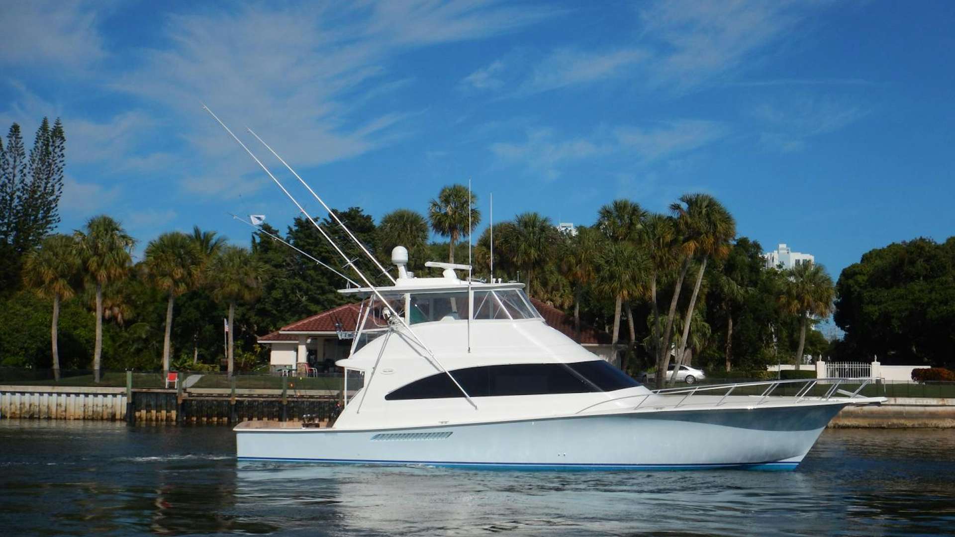 a boat docked at a pier aboard FREEDOM Yacht for Sale
