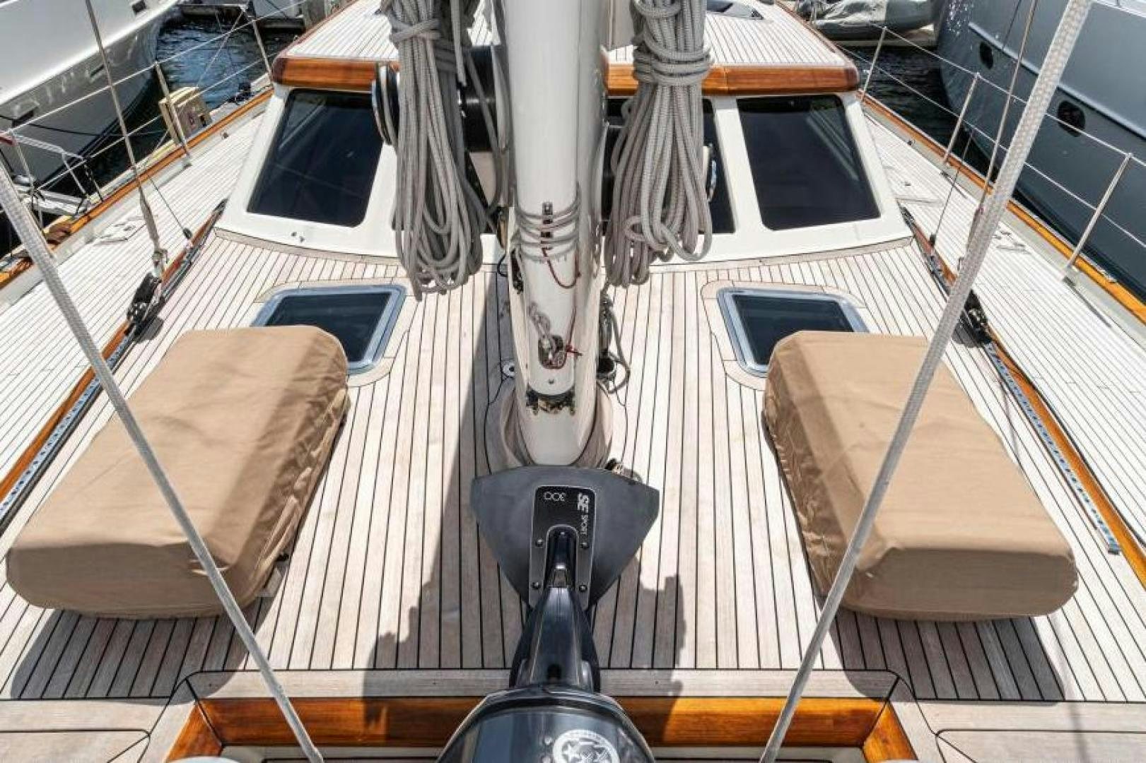 a white boat with a black frame aboard PALIADOR Yacht for Sale