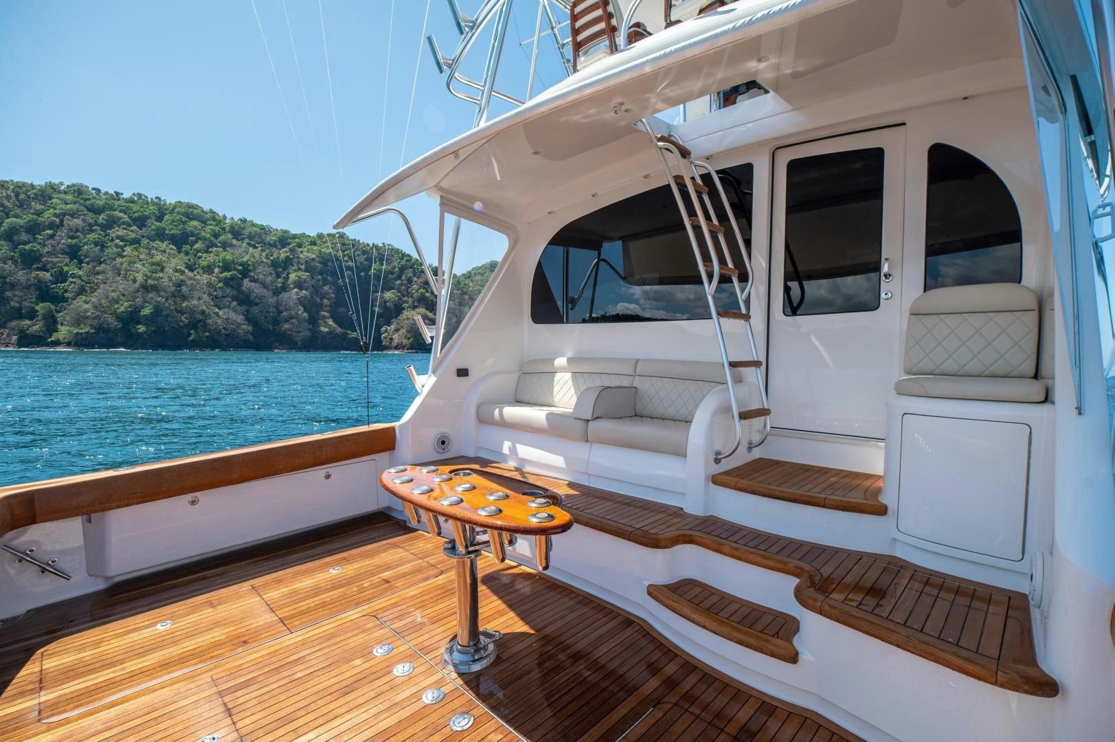 a boat on a deck aboard RAGIN CAJUN Yacht for Sale