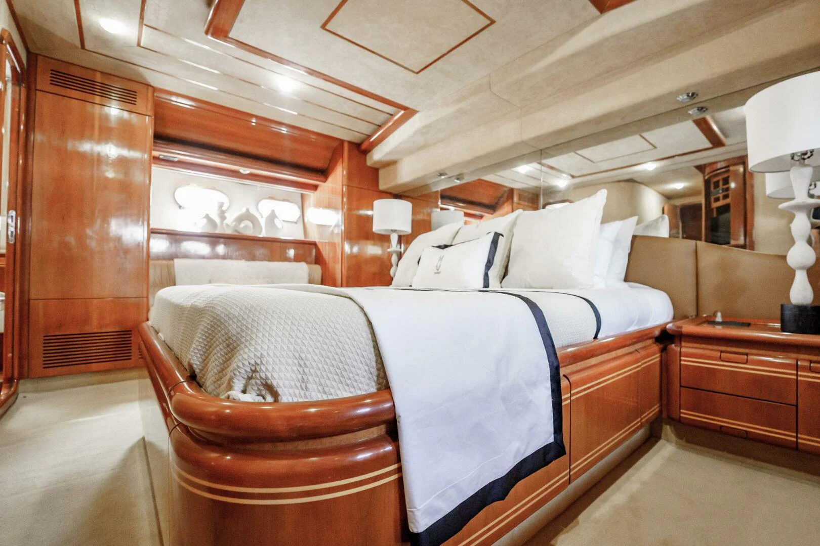 a bed in a room aboard RABBIT Yacht for Sale