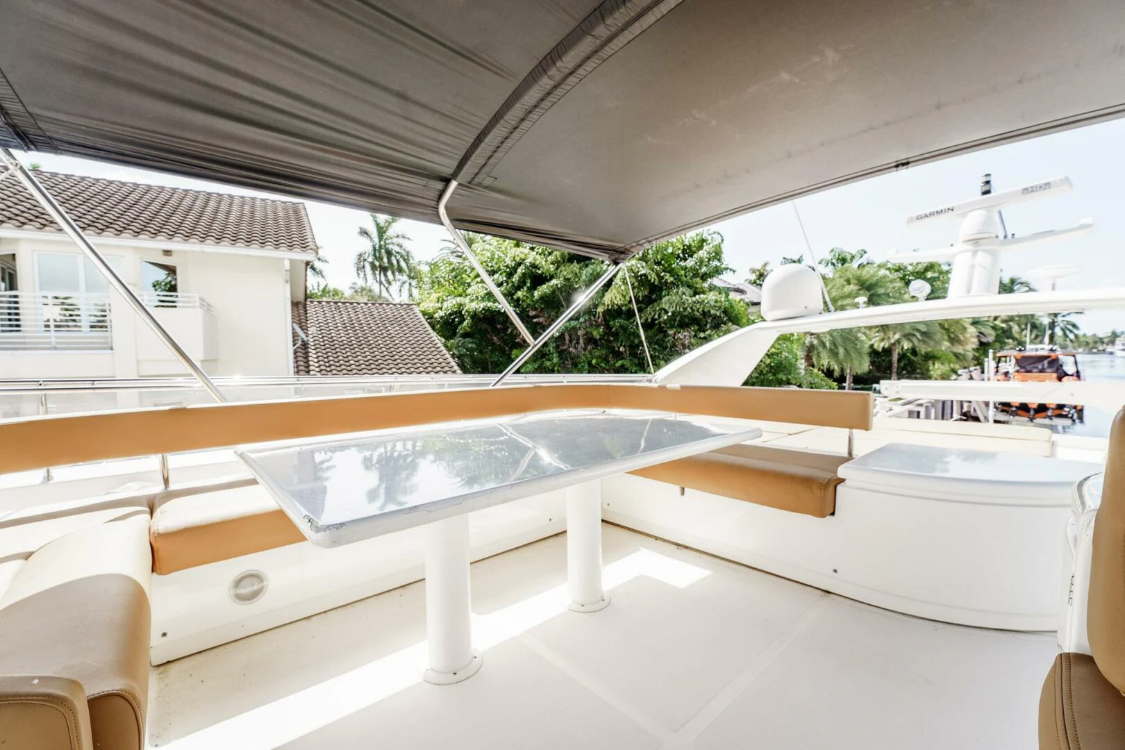 a room with a table and chairs aboard RABBIT Yacht for Sale