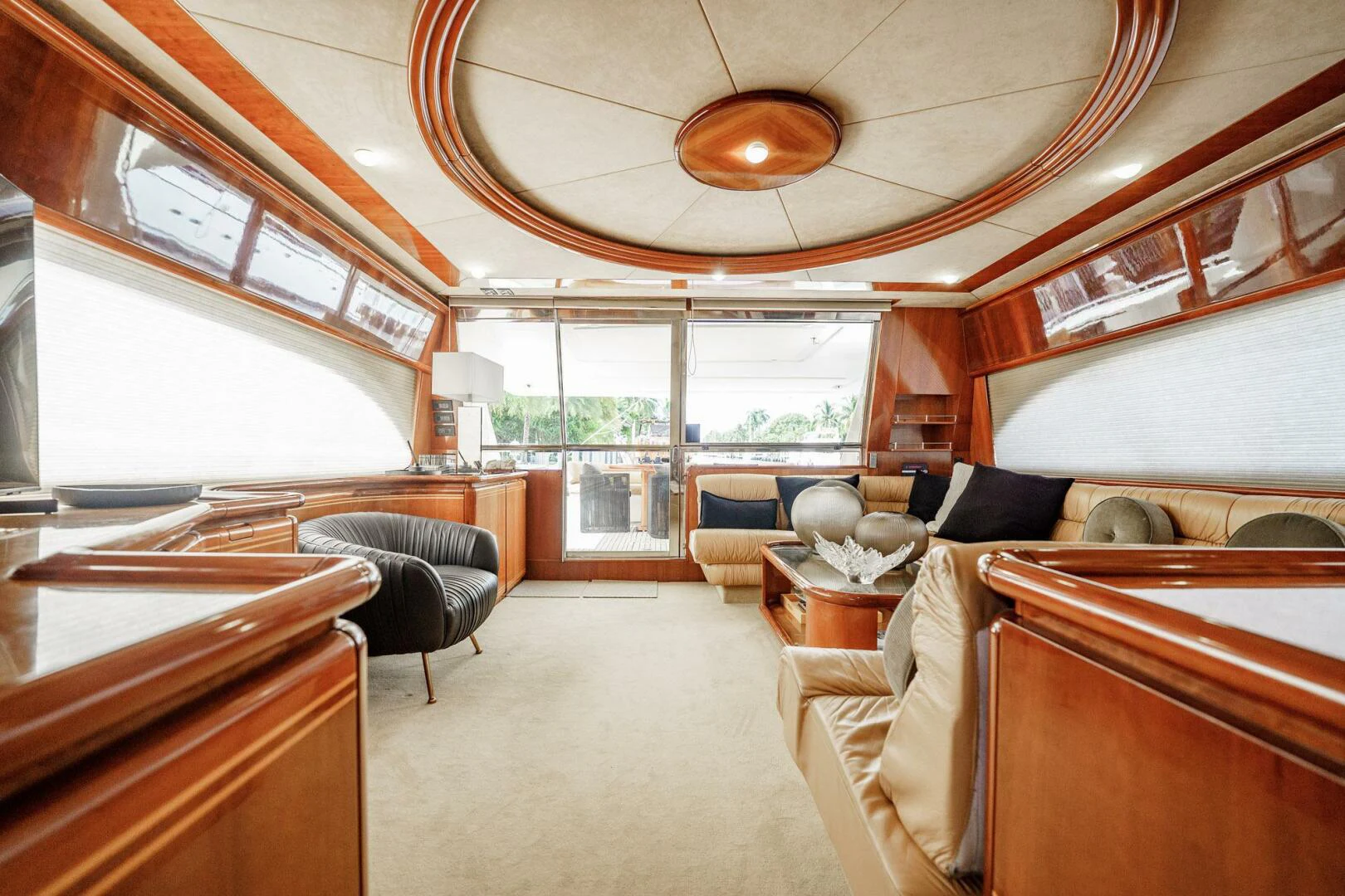 a large living room with a large window aboard RABBIT Yacht for Sale