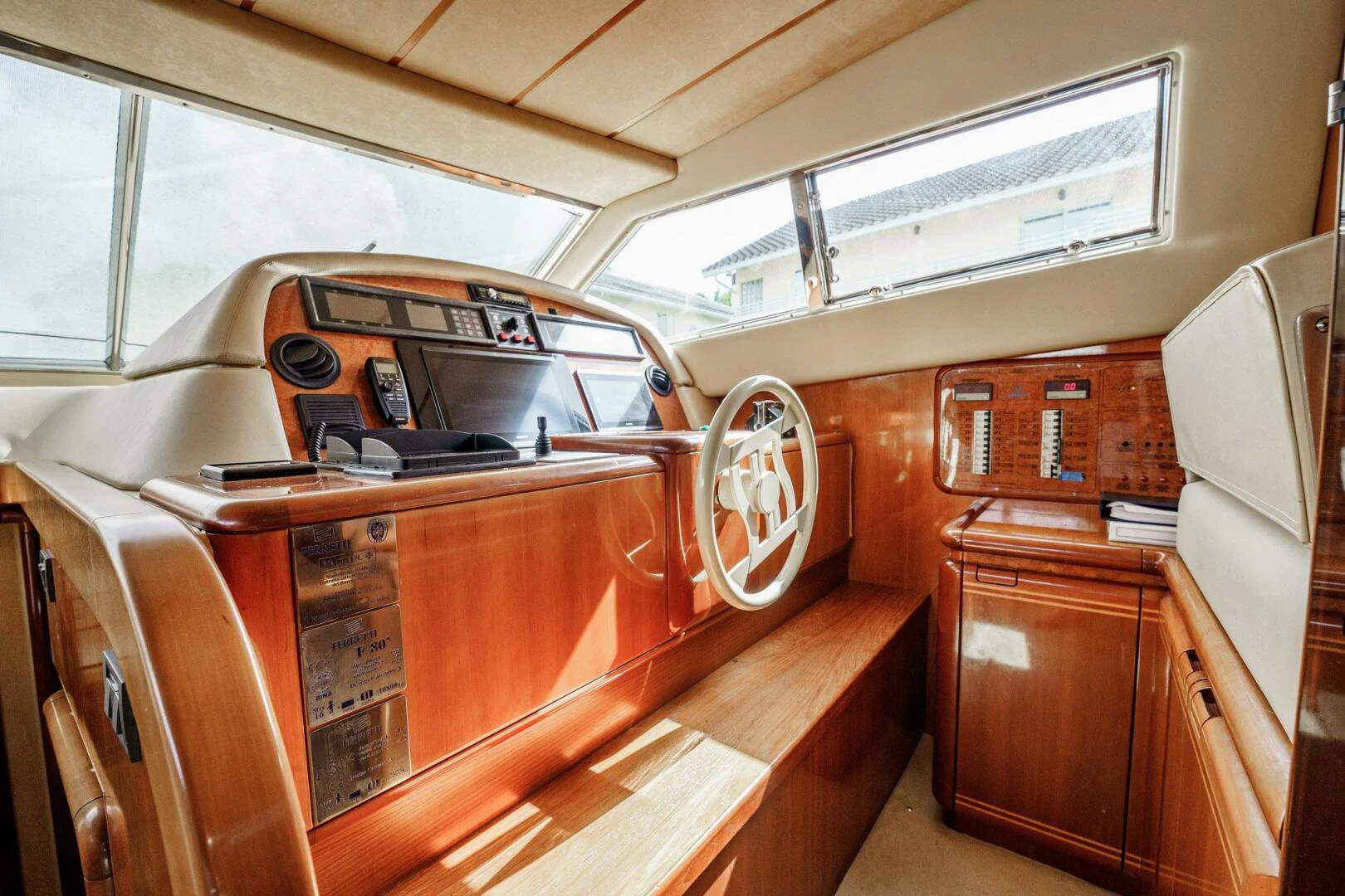 a car in a garage aboard RABBIT Yacht for Sale