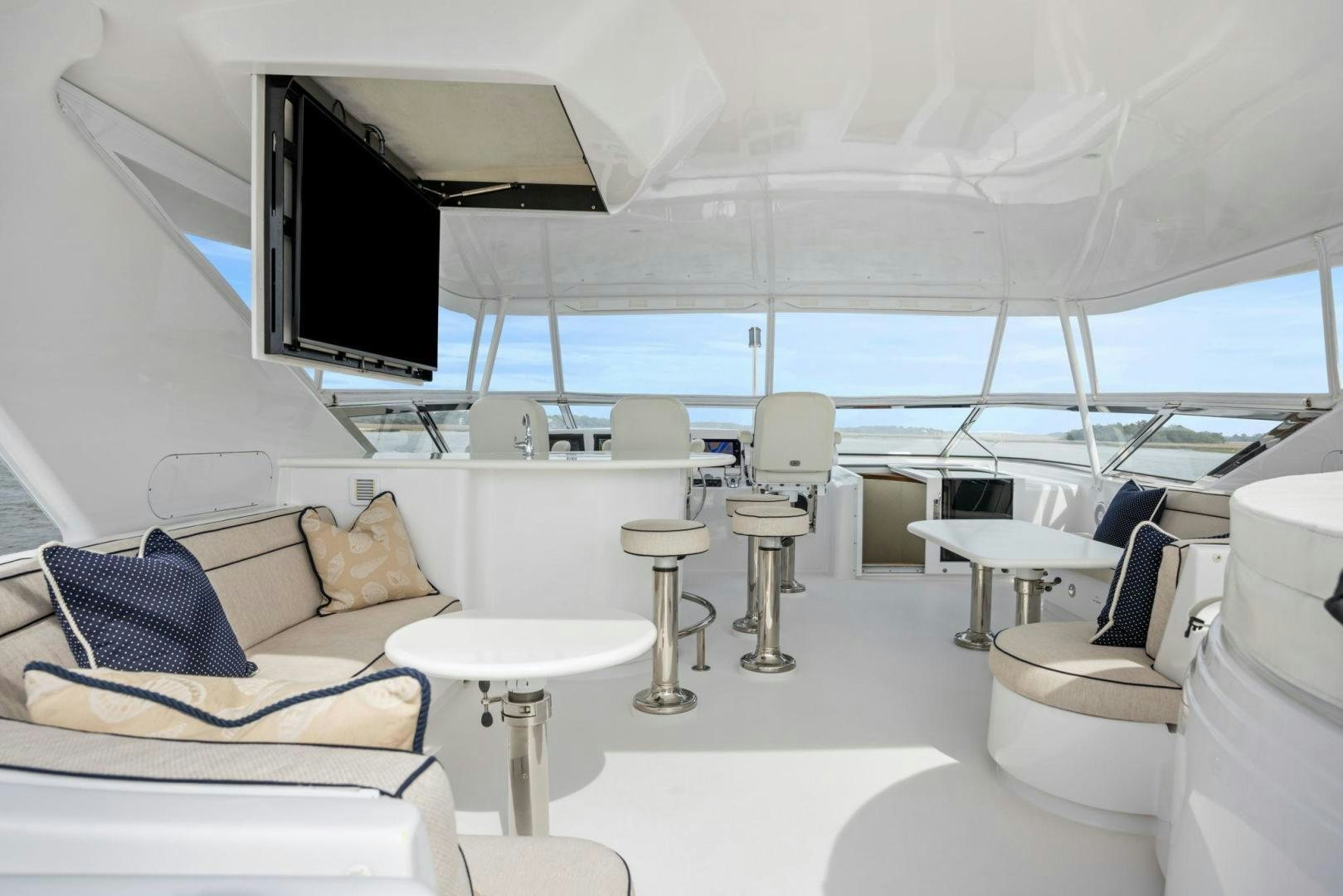 a room with a large white tent aboard FLYNN'S FOLLY III Yacht for Sale