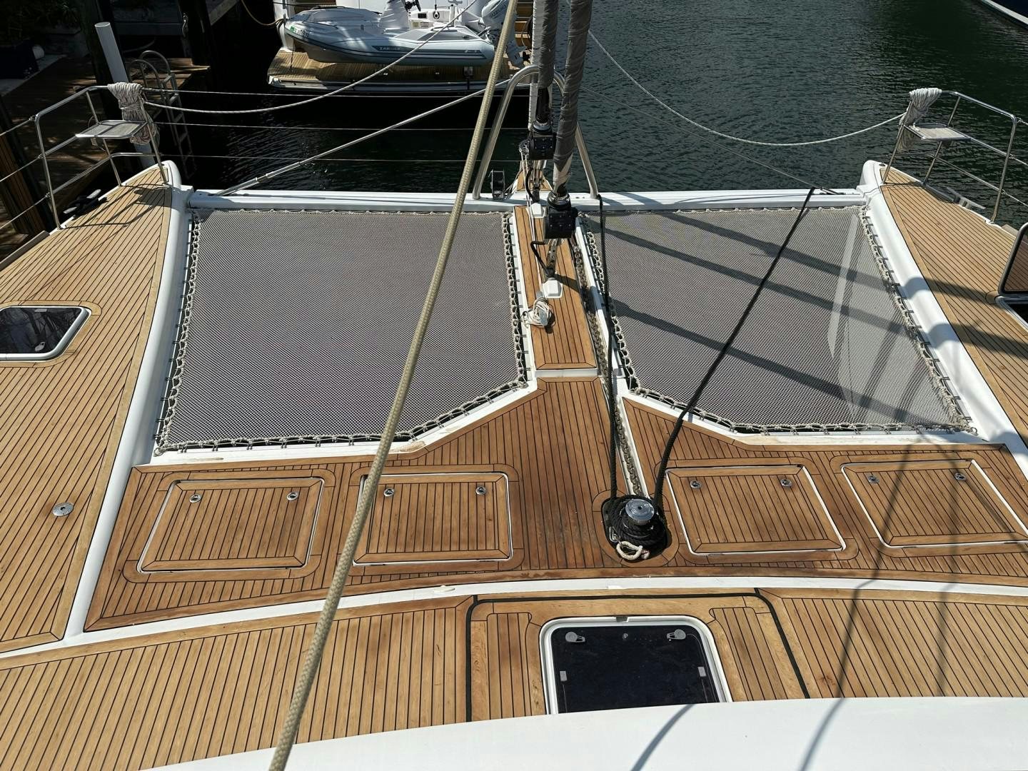 the inside of a wooden boat aboard OCEAN VIEW Yacht for Sale