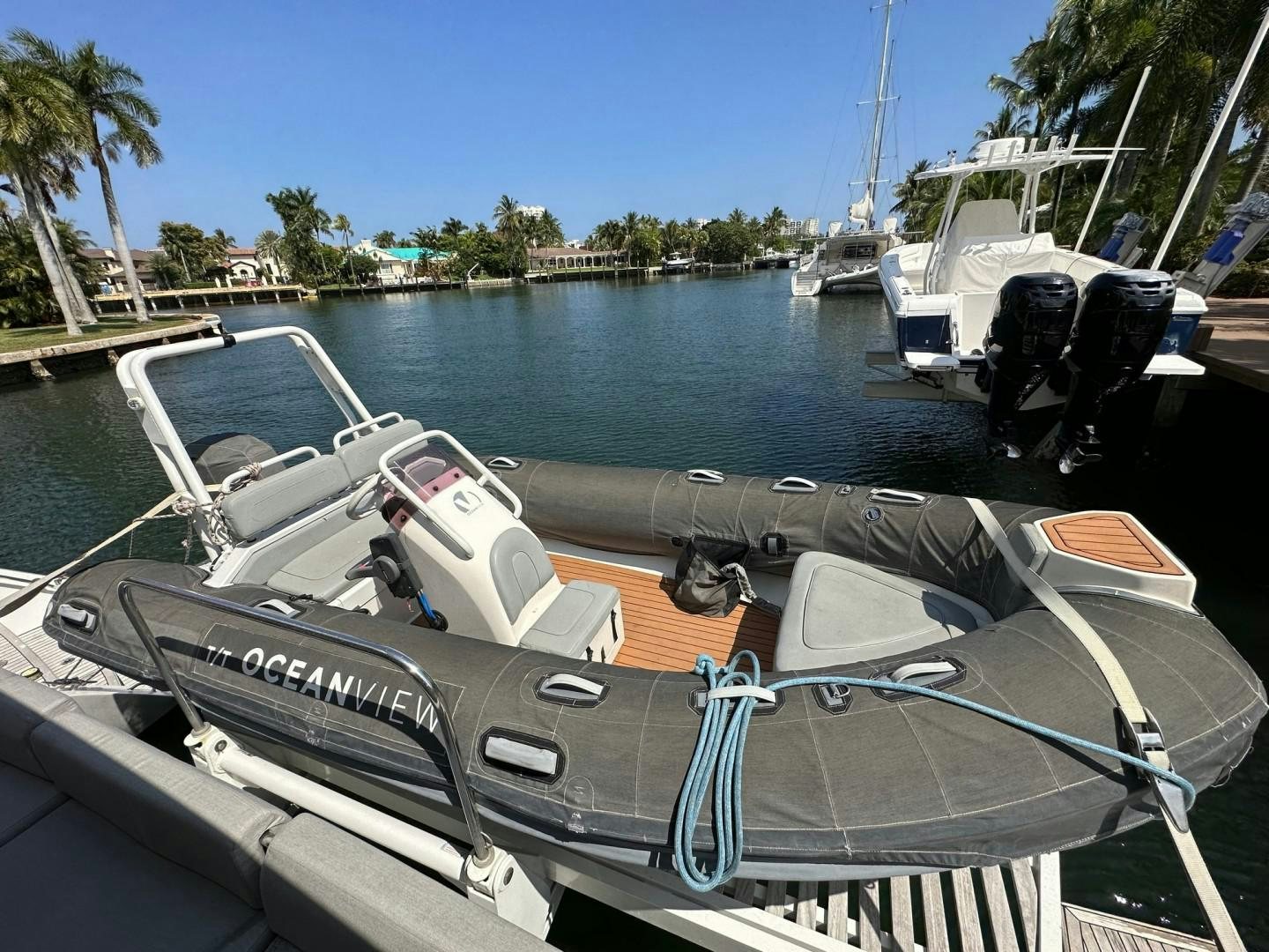 a boat with a rope tied to it aboard OCEAN VIEW Yacht for Sale