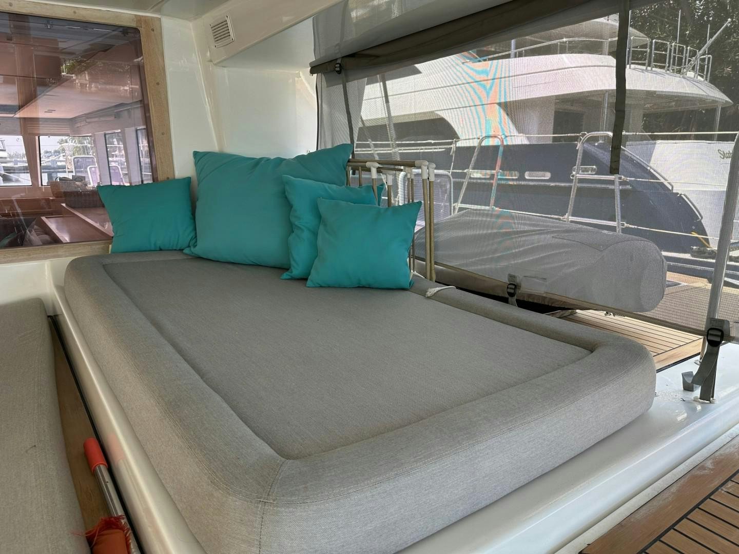 a bed in a room aboard OCEAN VIEW Yacht for Sale