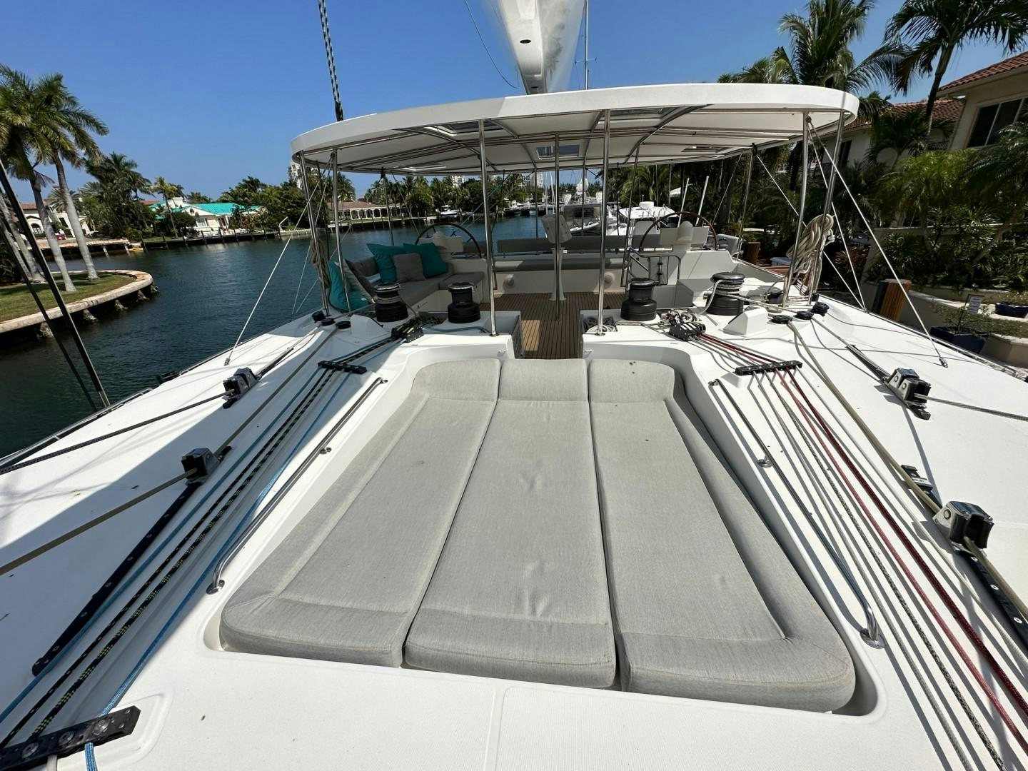 a boat with a canopy aboard OCEAN VIEW Yacht for Sale