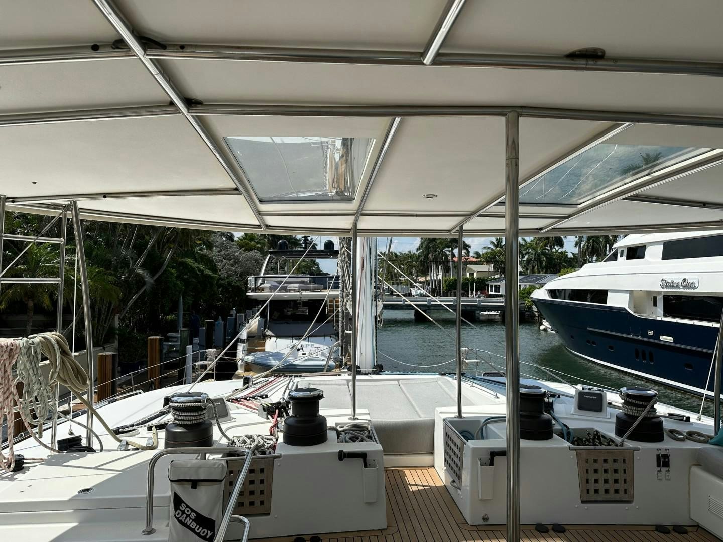 a boat docked at a pier aboard OCEAN VIEW Yacht for Sale