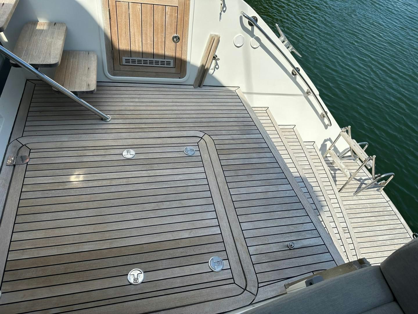 a metal staircase with a metal railing aboard OCEAN VIEW Yacht for Sale