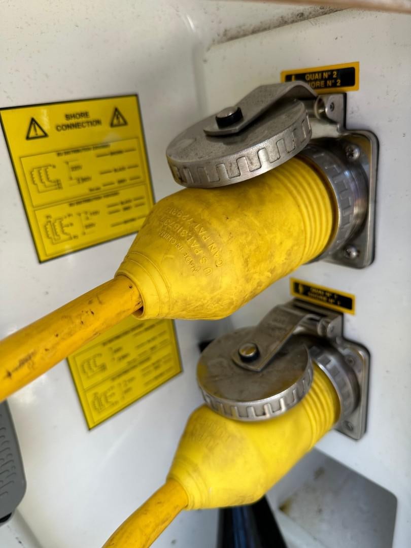 a yellow metal object with a screw aboard OCEAN VIEW Yacht for Sale