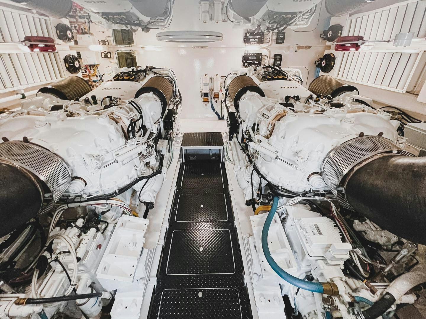 a room full of white machines aboard MOONDANCER Yacht for Sale