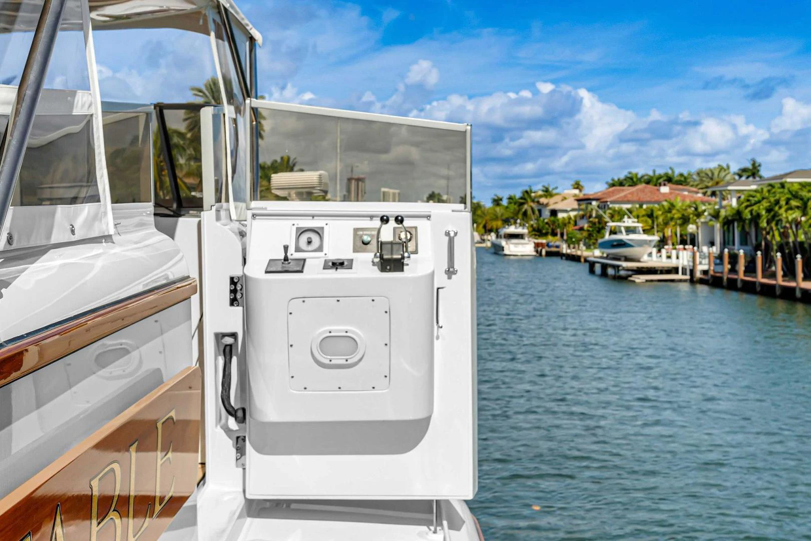 a boat is parked in the water aboard INEVITABLE Yacht for Sale