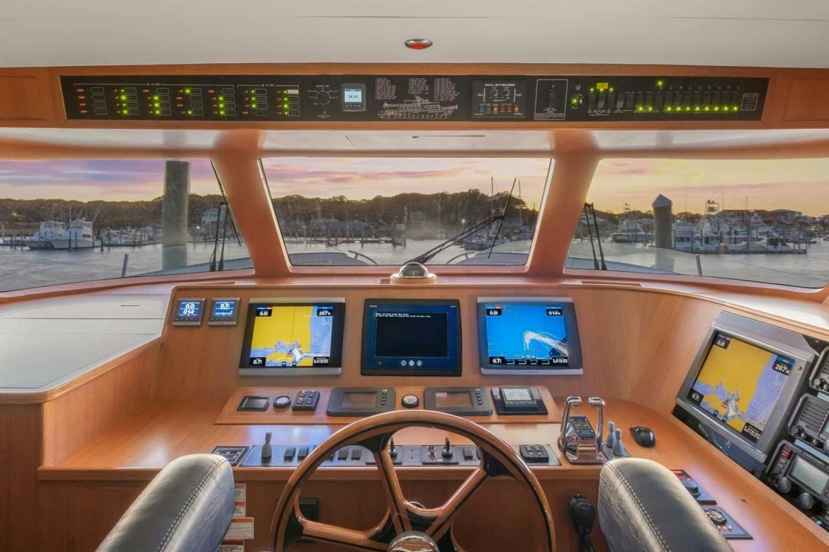 a control panel with many screens aboard PIVOT Yacht for Sale