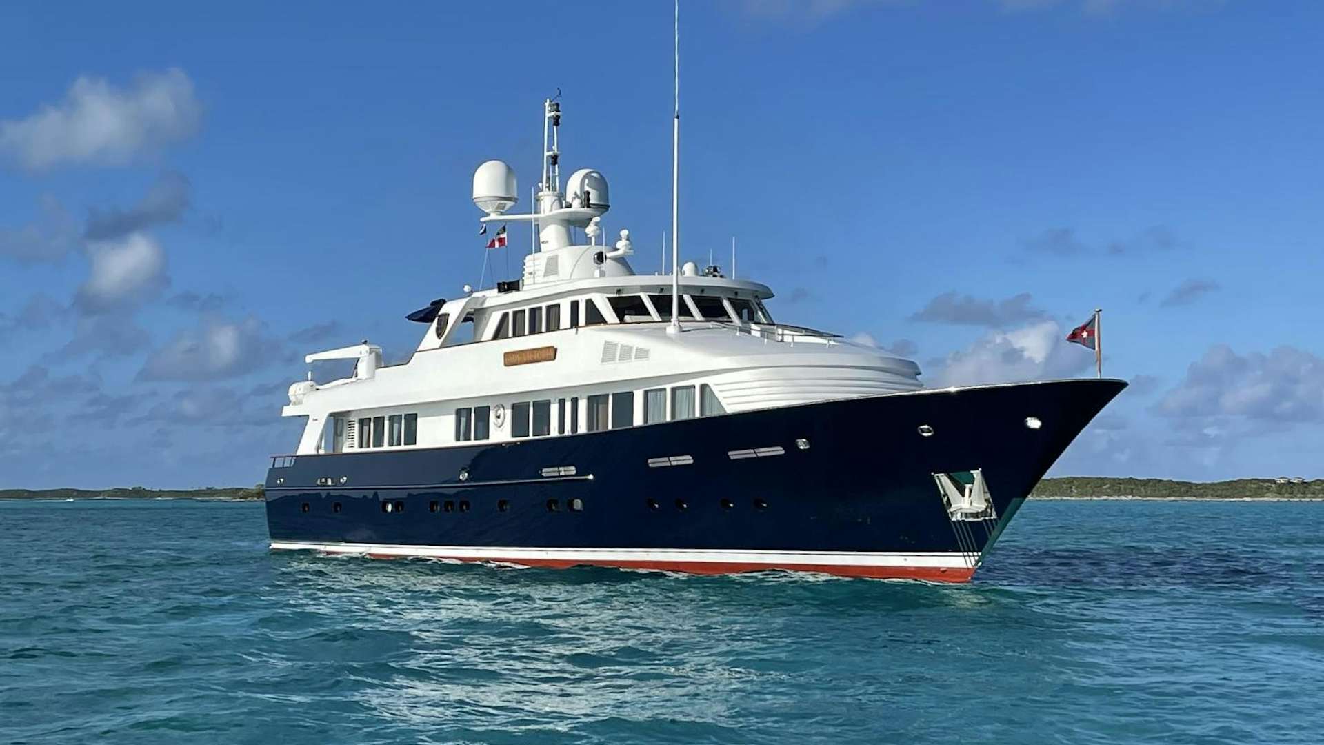 a large boat in the water aboard LADY VICTORIA Yacht for Sale