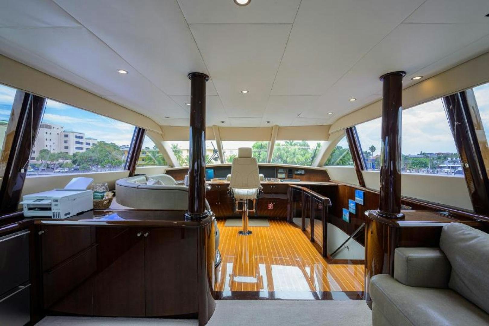 a boat with a desk and a lamp on the deck aboard GYPSEA Yacht for Sale