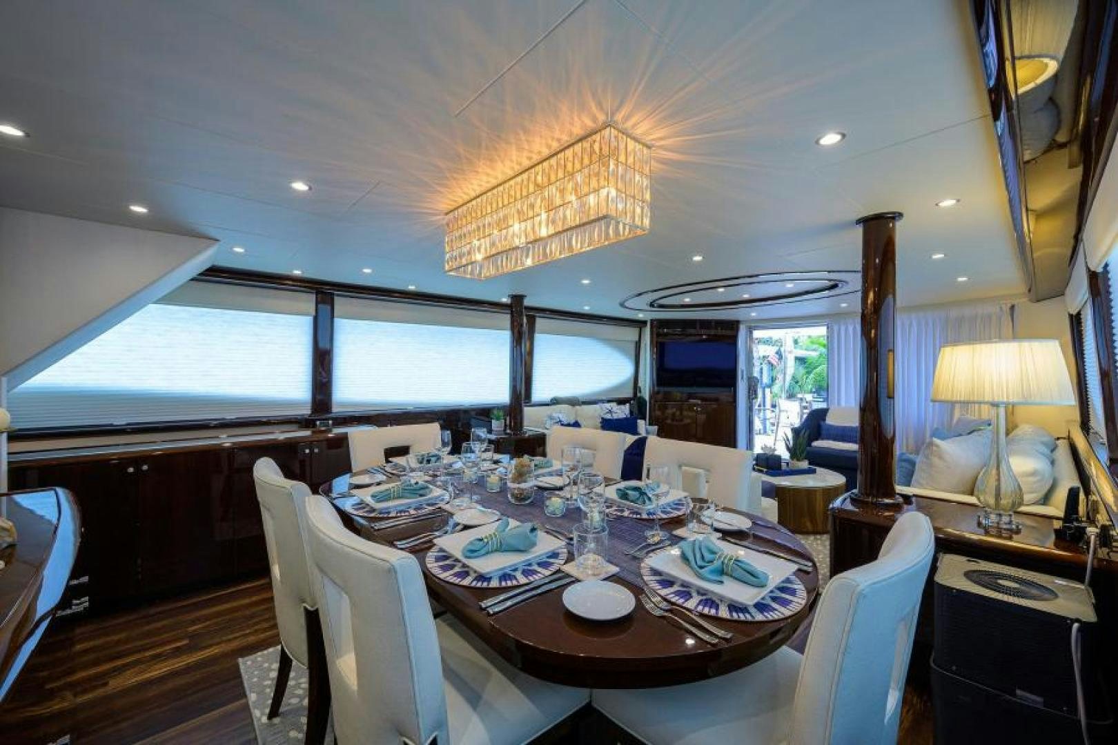 a dining table in a room aboard GYPSEA Yacht for Sale