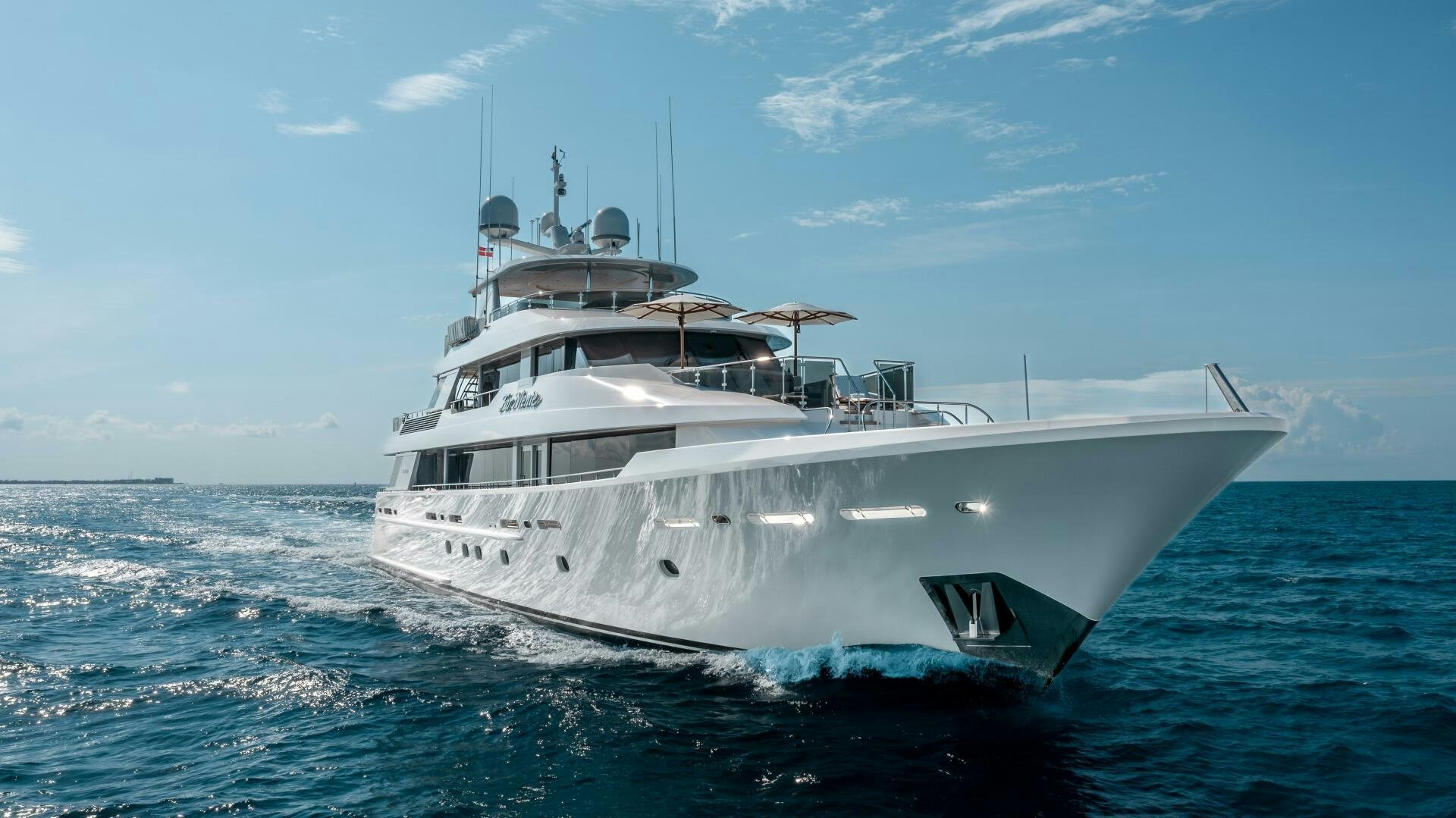 a white boat in the water aboard FAR NIENTE Yacht for Sale