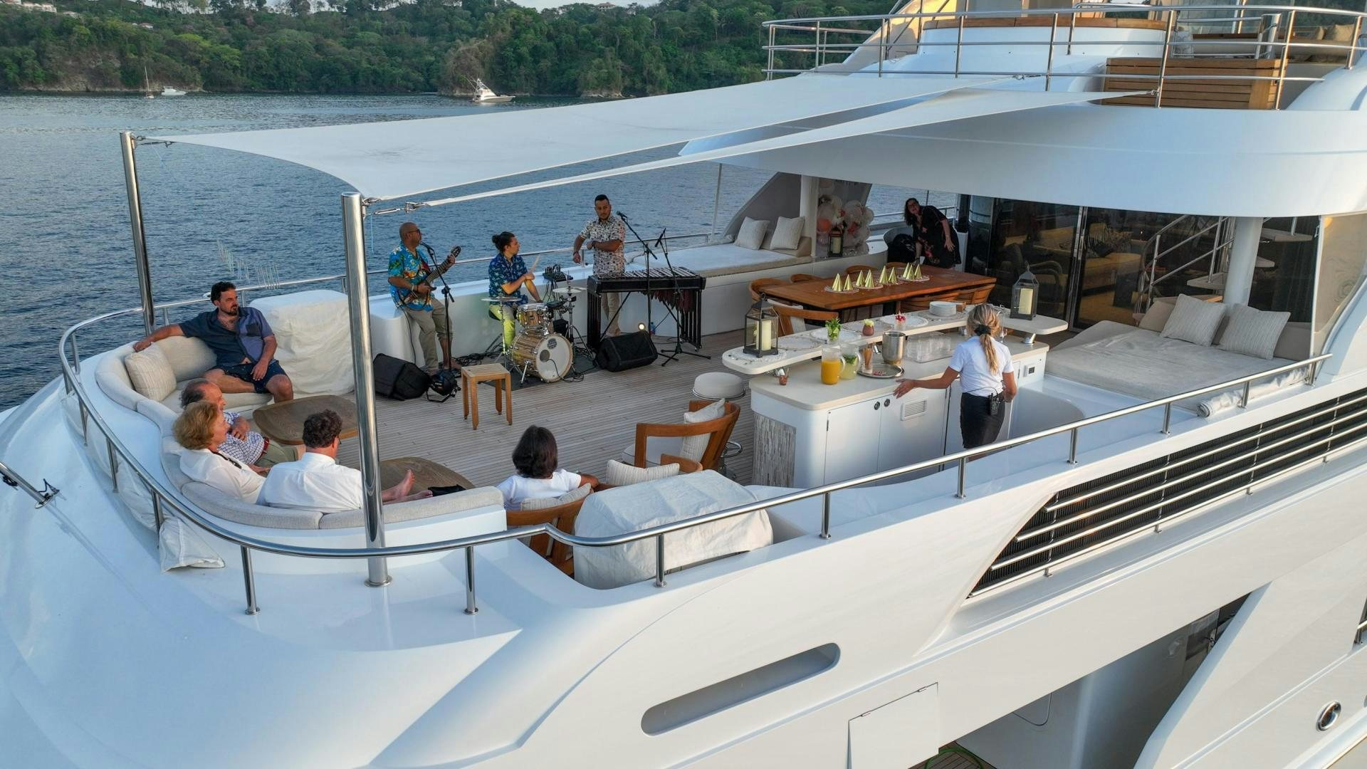 a group of people on a boat aboard ROCHADE Yacht for Sale