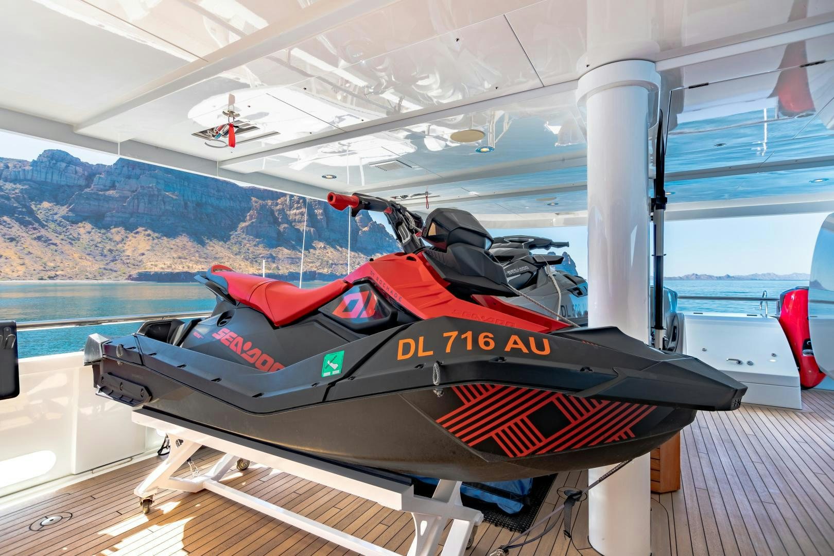 a race car on a track aboard ROCHADE Yacht for Sale