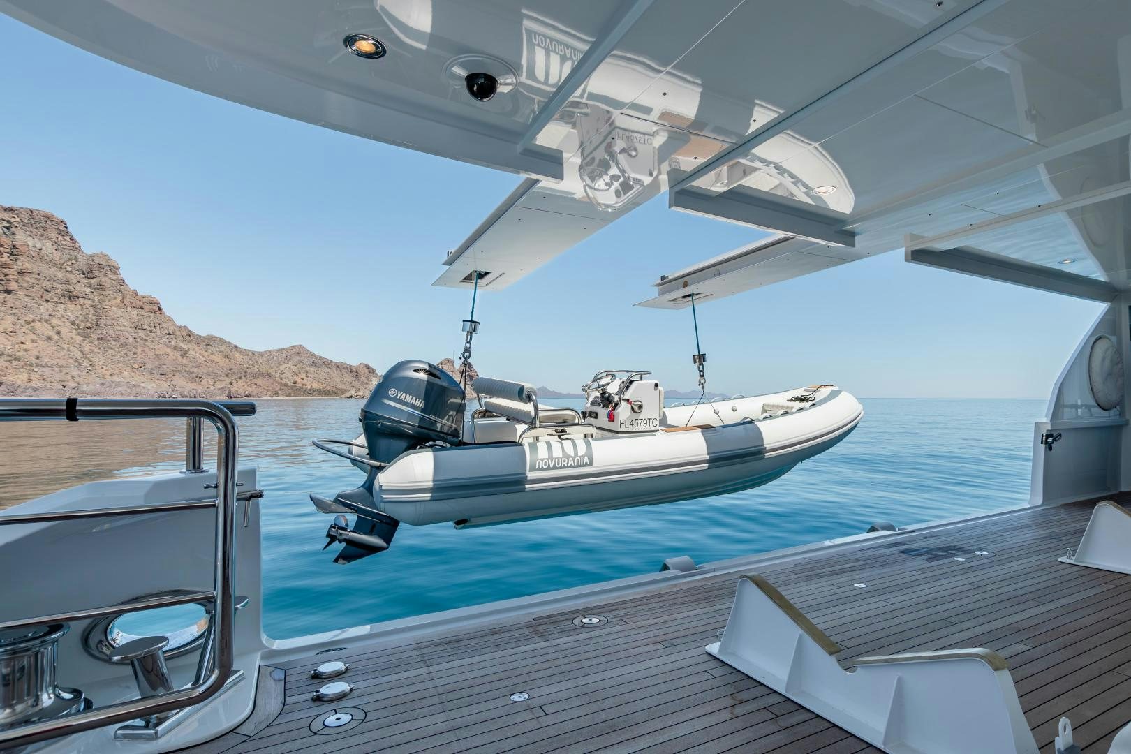 a helicopter flying over a boat aboard ROCHADE Yacht for Sale