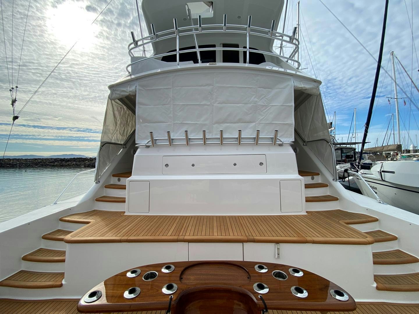 a large white ship aboard REEL HIGH'S Yacht for Sale