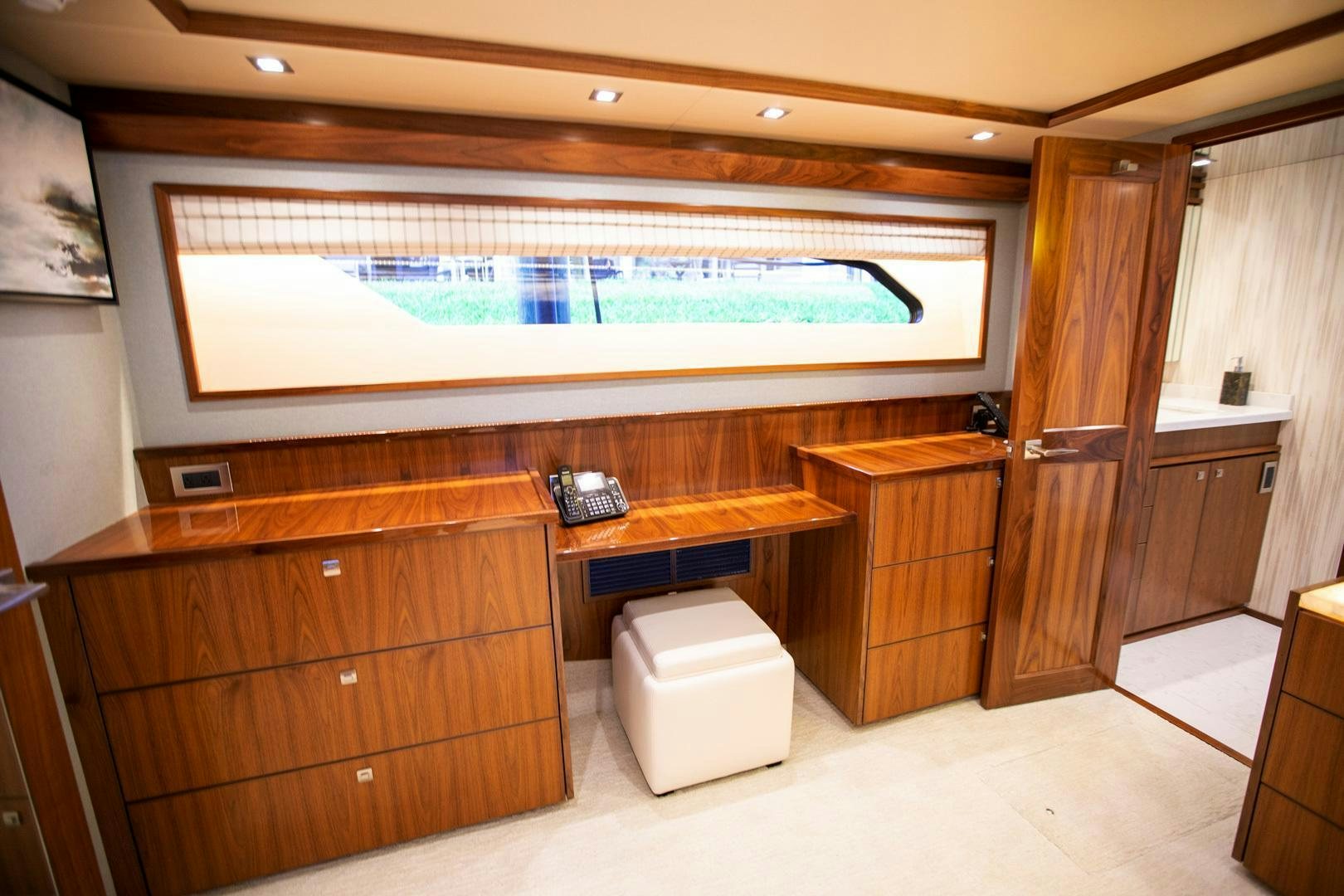 a room with a large screen aboard REEL HIGH'S Yacht for Sale