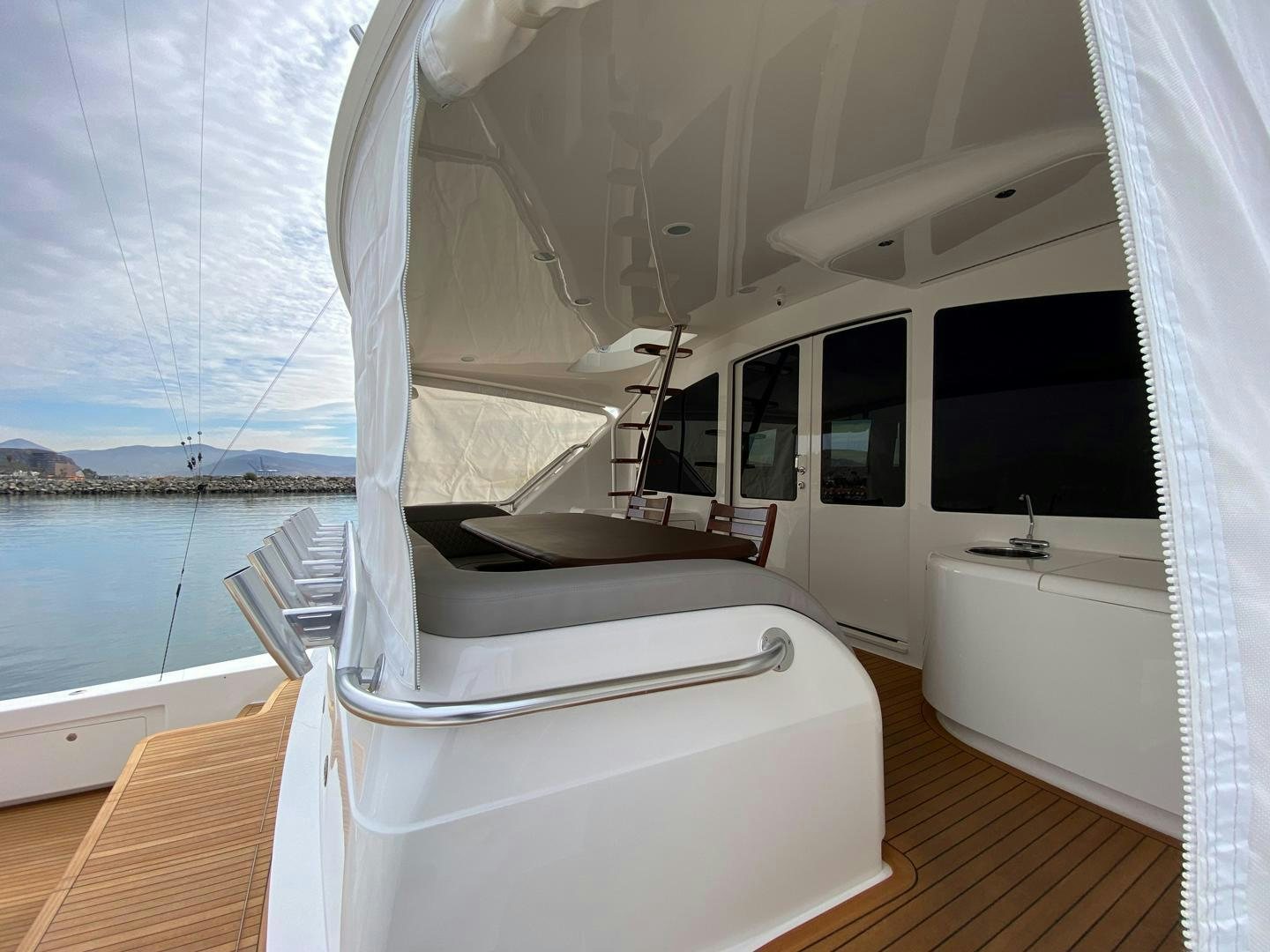 a boat in a room aboard REEL HIGH'S Yacht for Sale