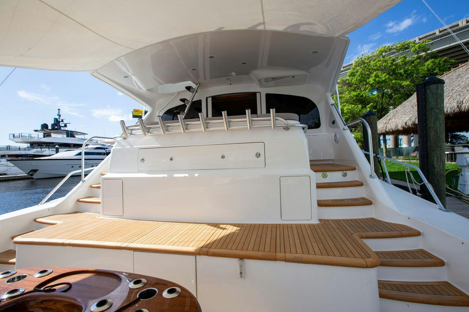 a boat on a deck aboard REEL HIGH'S Yacht for Sale