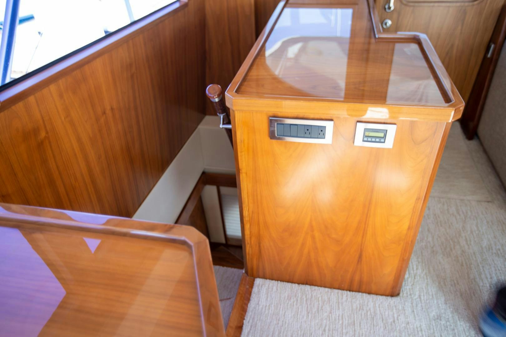a wooden cabinet with a drawer aboard REEL HIGH'S Yacht for Sale