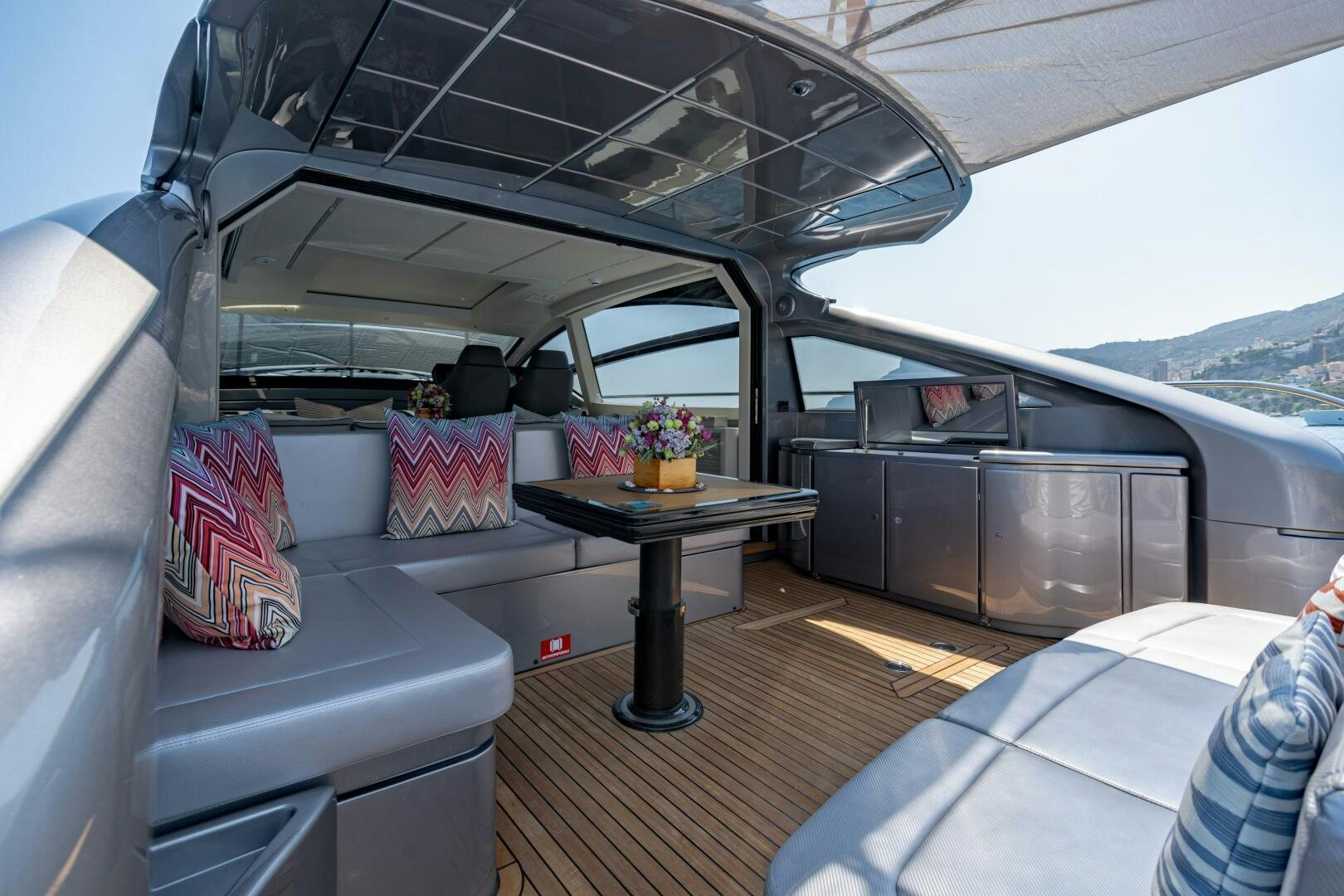 inside of a car aboard SILVER MISSILE Yacht for Sale