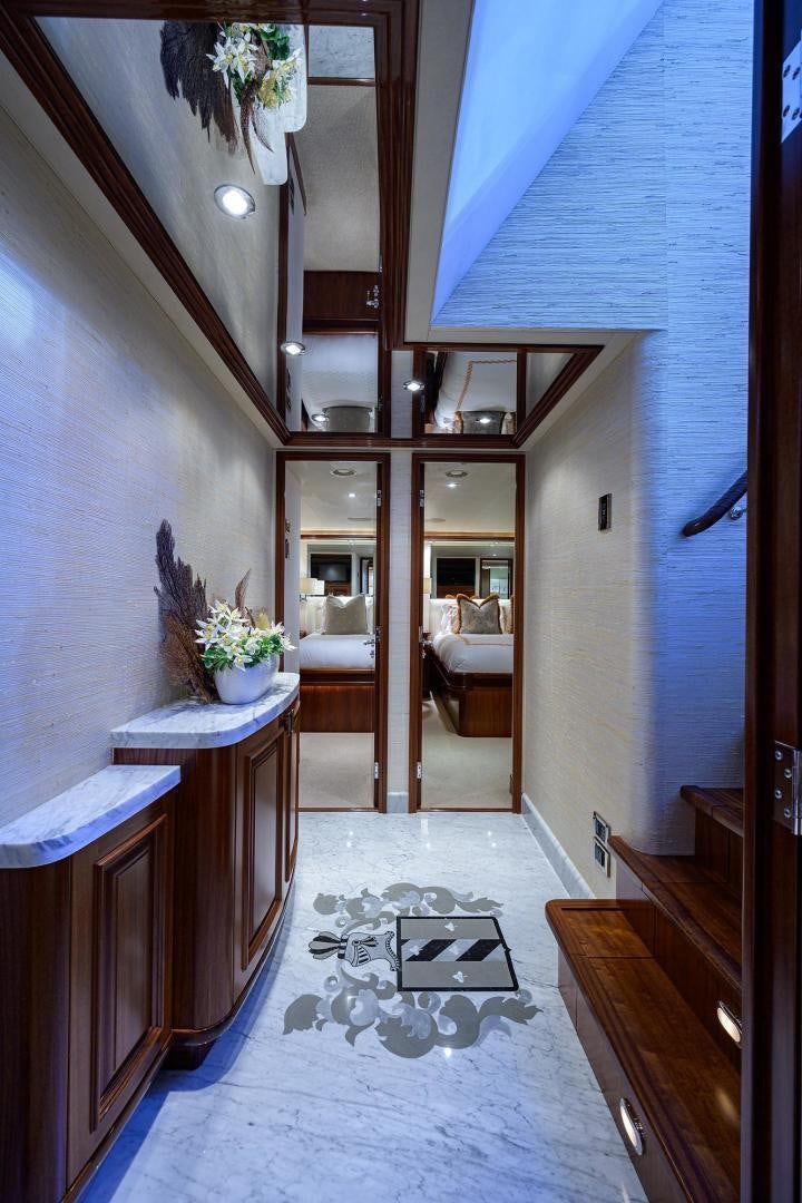 a bathroom with a sink and a mirror aboard CERCA TROVA Yacht for Sale