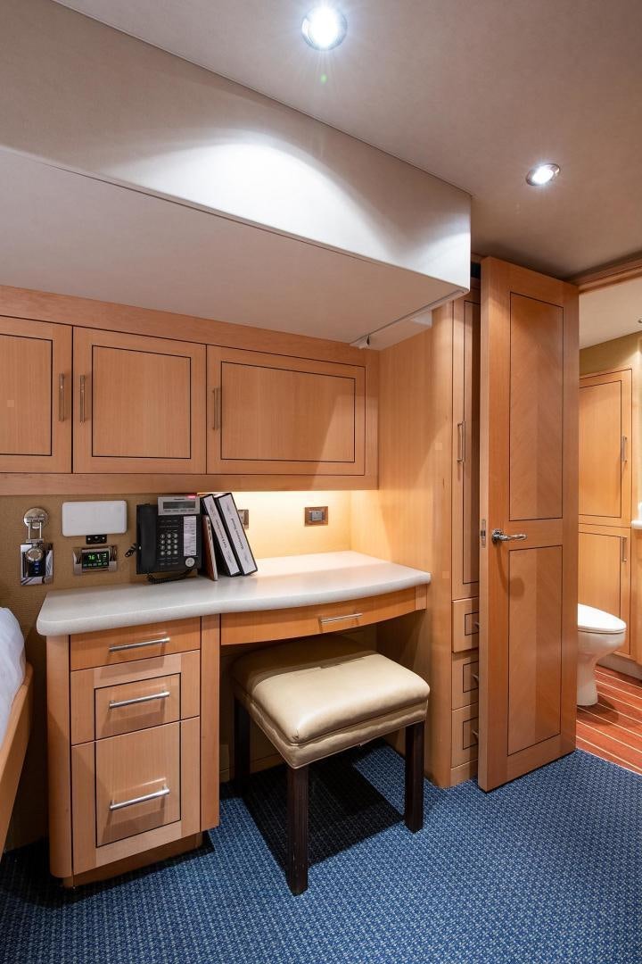 a small office with a desk aboard CERCA TROVA Yacht for Sale