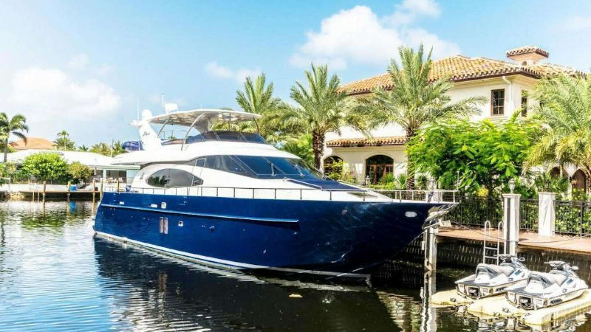 a boat docked at a pier aboard NUEVA OLA Yacht for Sale