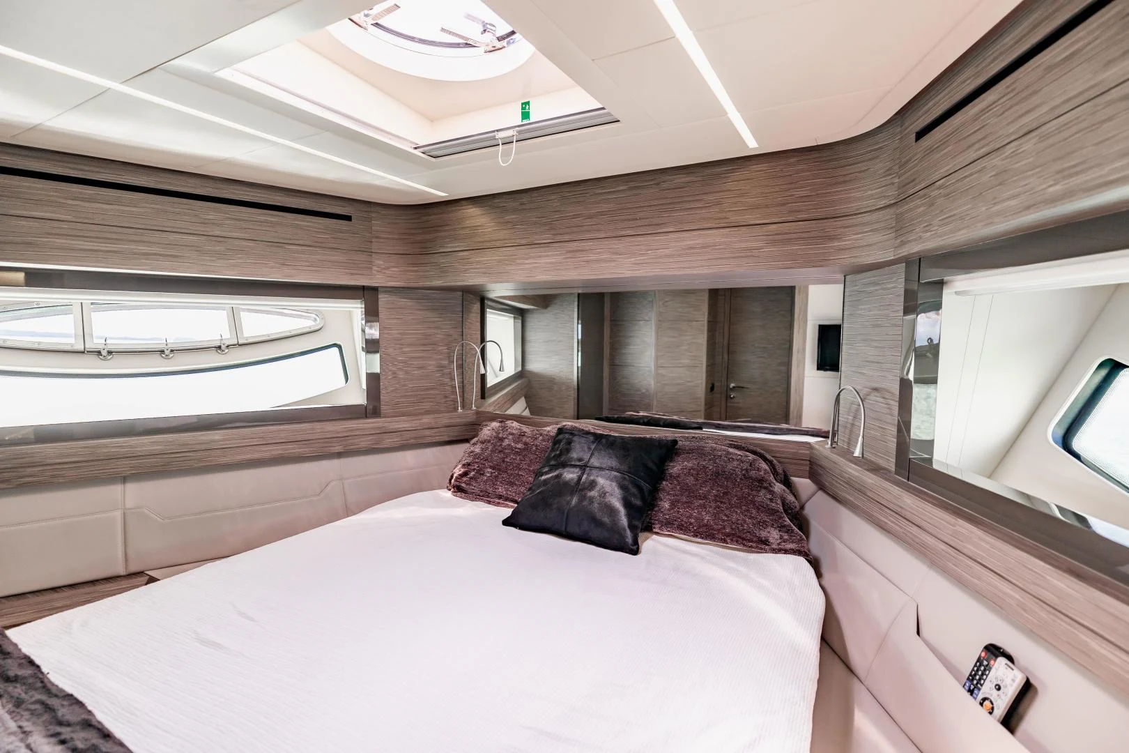 a bed in a room aboard DOUBLE OR NOTHING Yacht for Sale