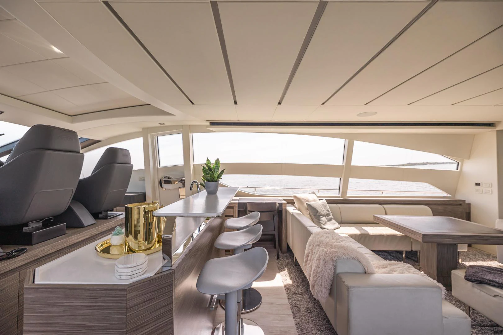 a room with a couch and a table aboard DOUBLE OR NOTHING Yacht for Sale